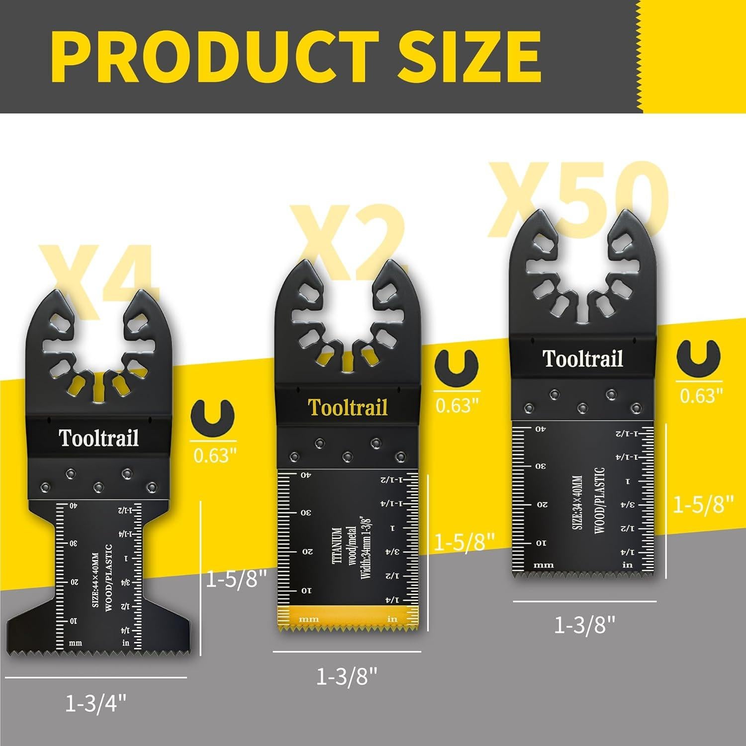 Kit 56 Cuchillas Oscilantes Tooltrail para Madera y Metal