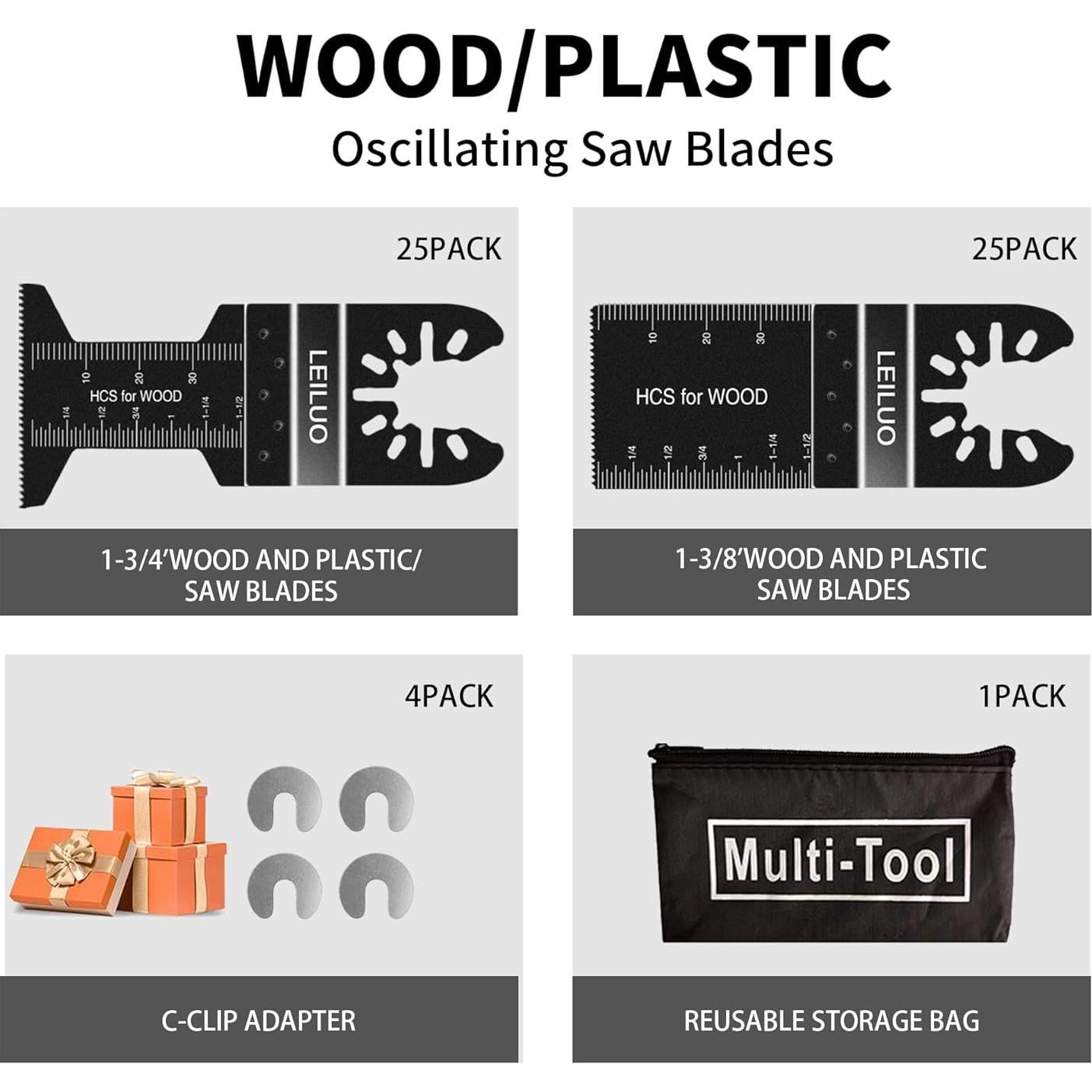 Juego de Cuchillas Oscilantes LEILUO 50 Pcs 3,49 y 4,45 cm