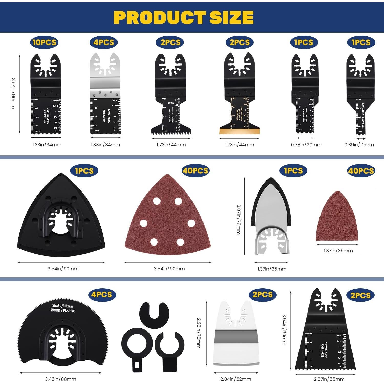 115PCS Hojas de sierra oscilante TuhooMall para madera y metal