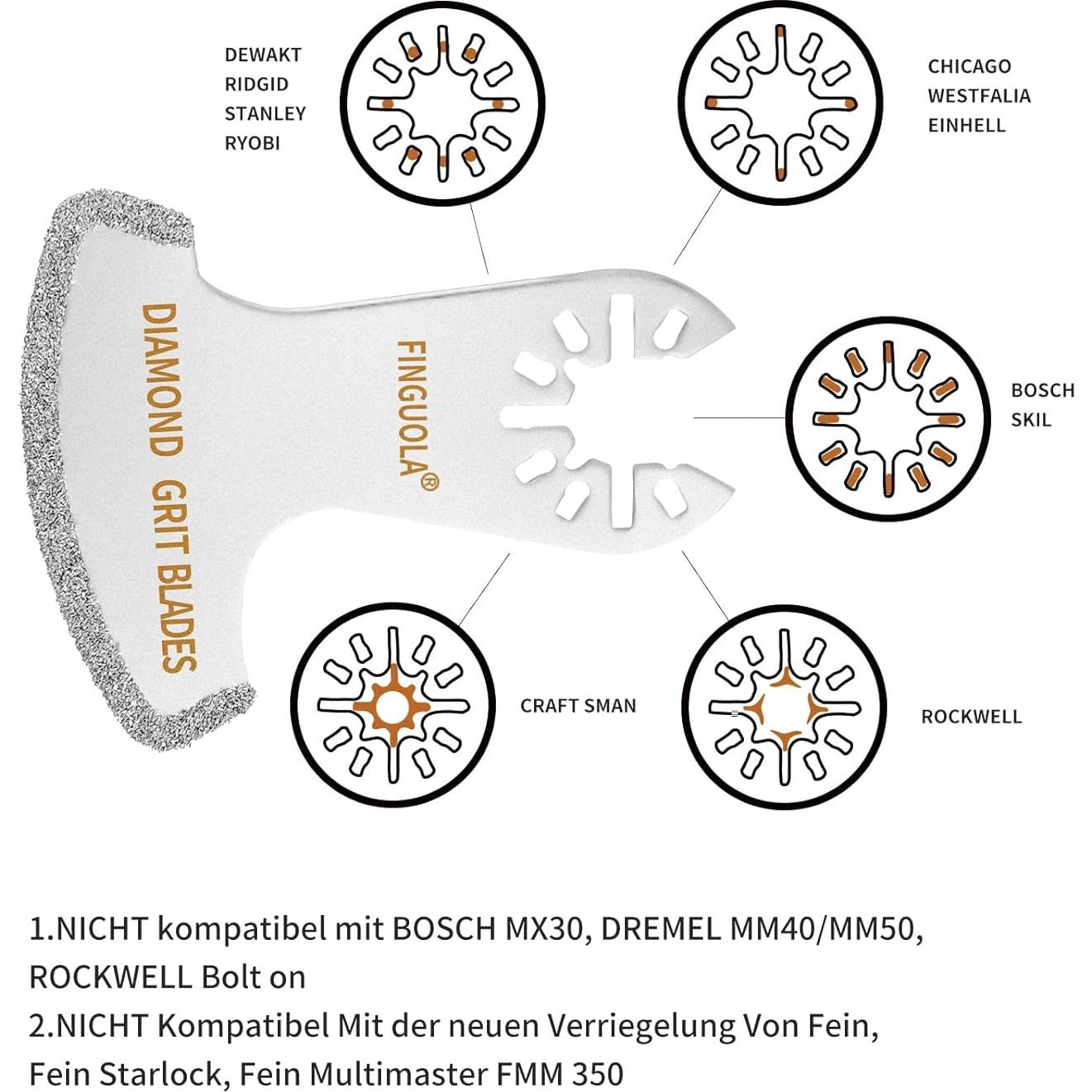 Hojas Oscilantes FINGUOLA para Corte de Azulejos - Juego 4 Pzas