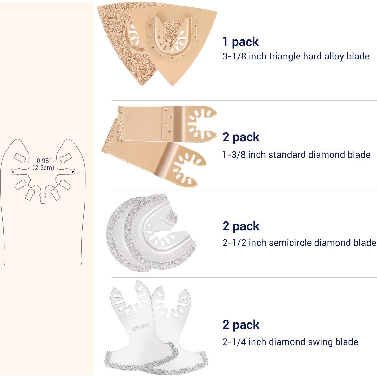 Conjunto de 7 Hojas Oscilantes Ohuhu para Sierra Multiherramienta