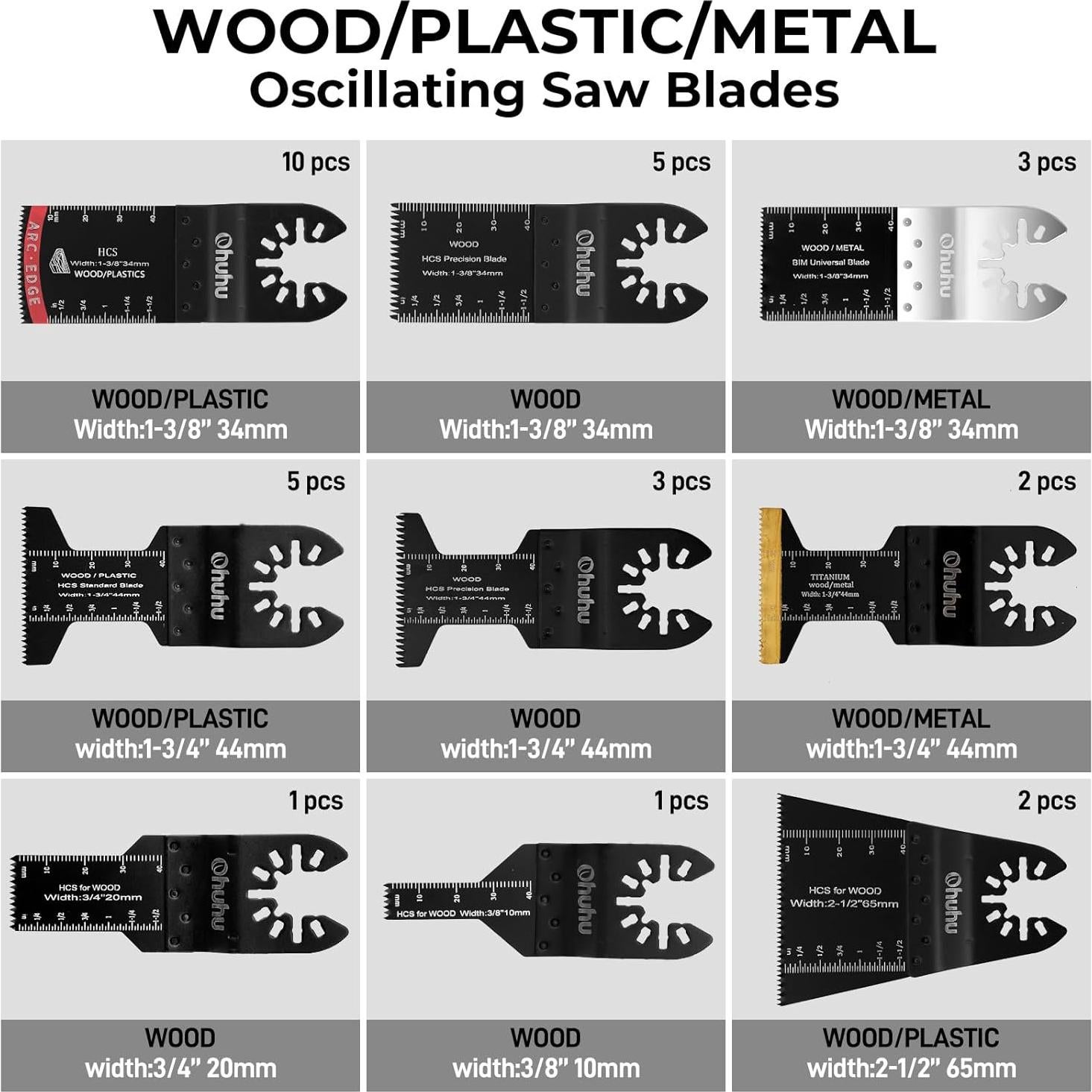 104 Piezas Cuchillas Oscilantes Ohuhu Multifuncional