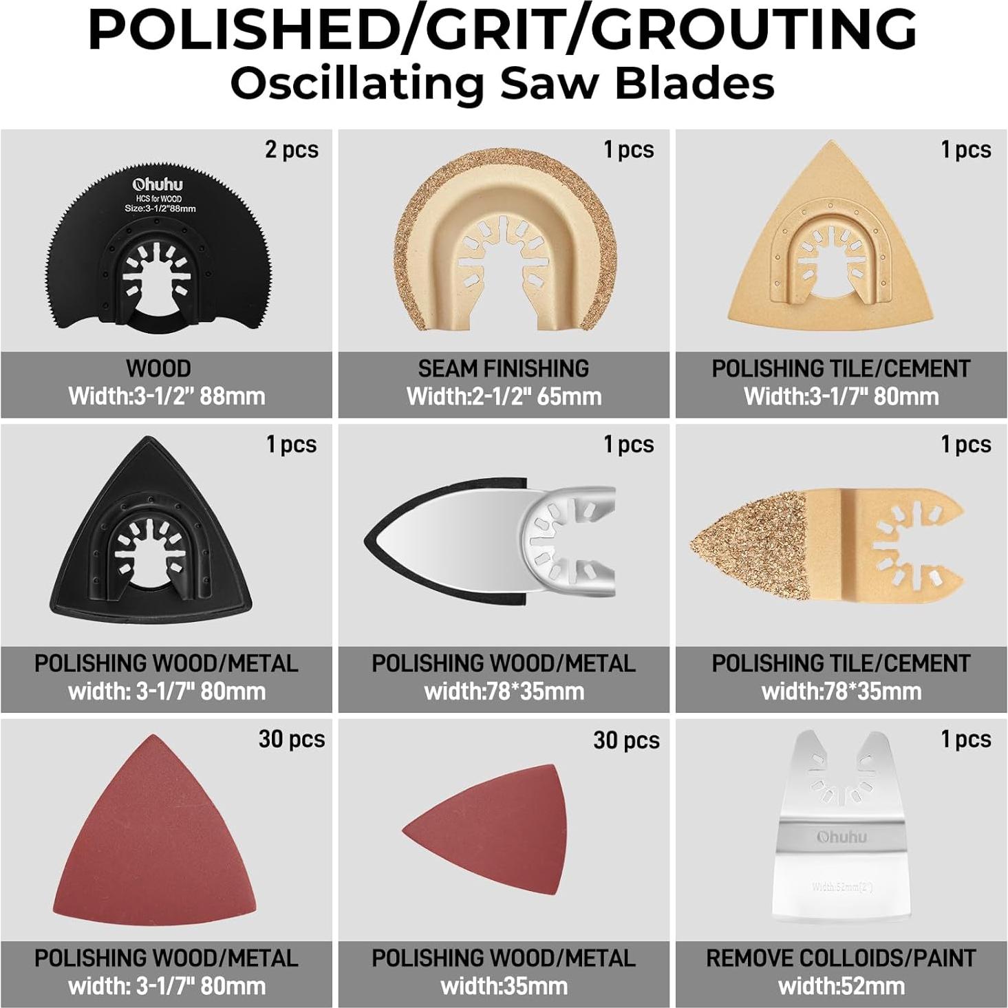 104 Piezas Cuchillas Oscilantes Ohuhu Multifuncional