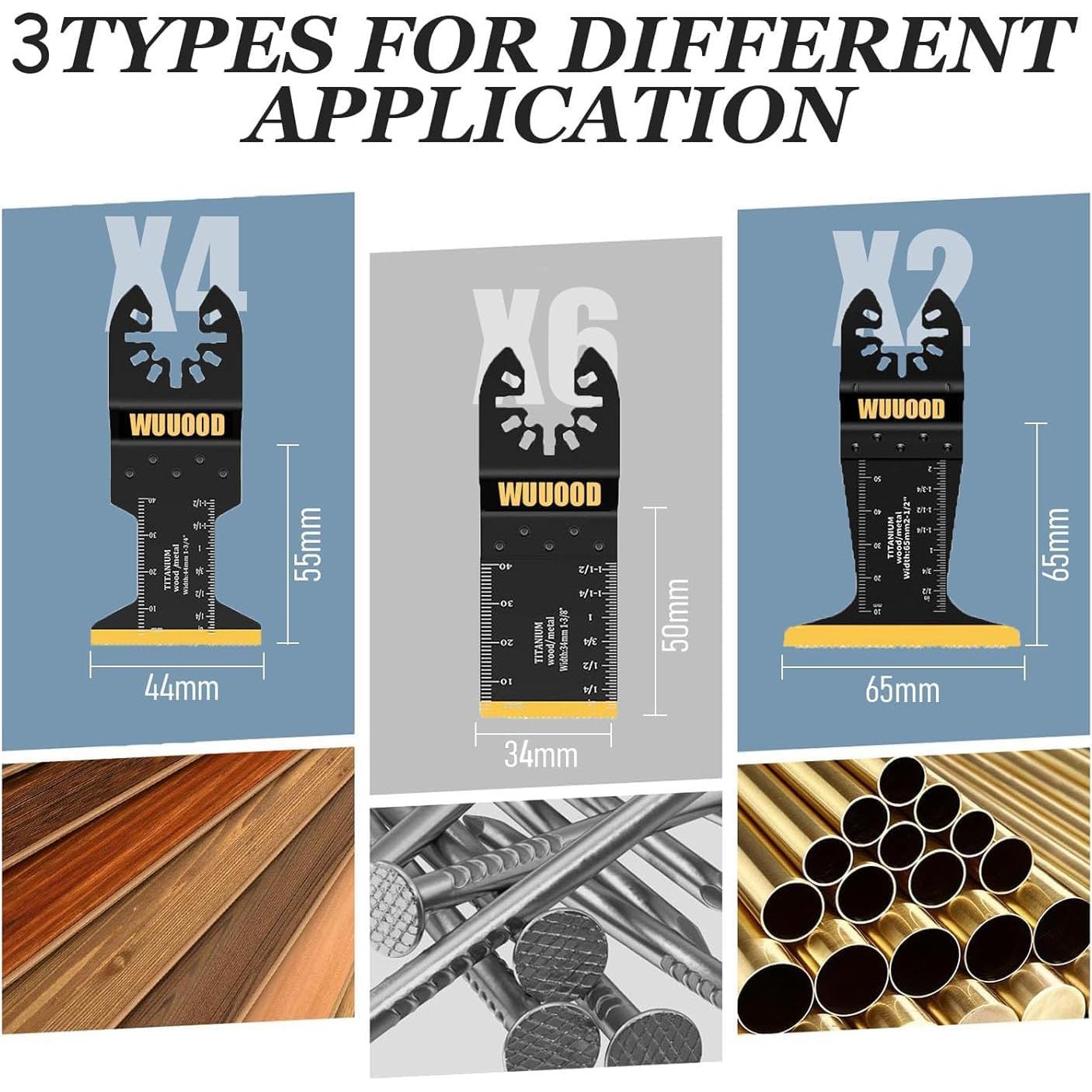 Hojas de sierra oscilante WUUOOD 12PCS titanio corte metal