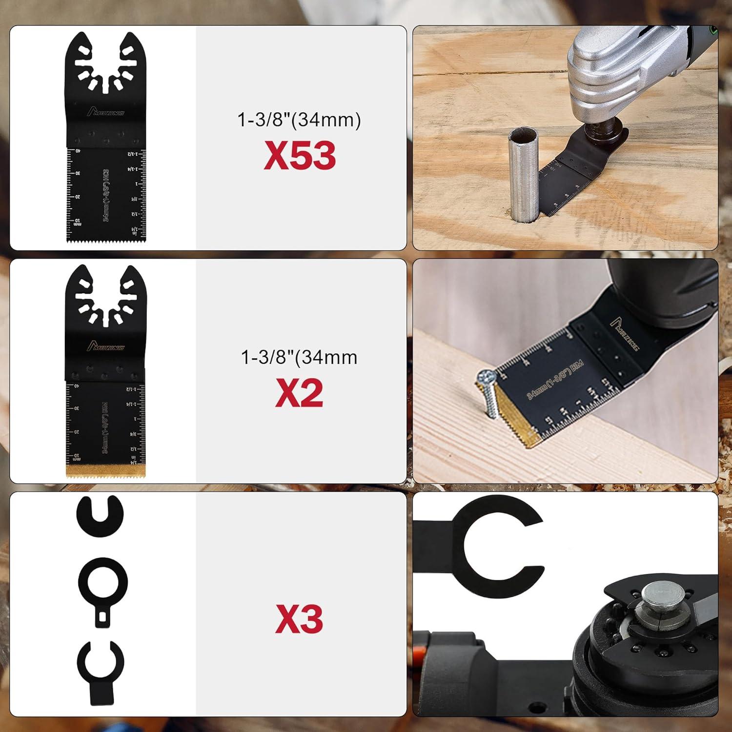 MAZING Kit 58 Cuchillas Oscilantes Multi Herramienta