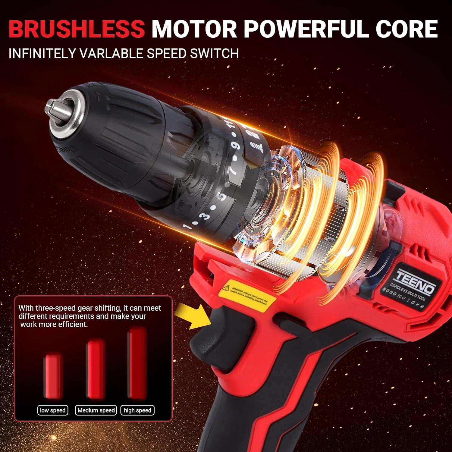 Kit Herramientas Inalámbricas TEENO 20V 8 en 1 con Estuche