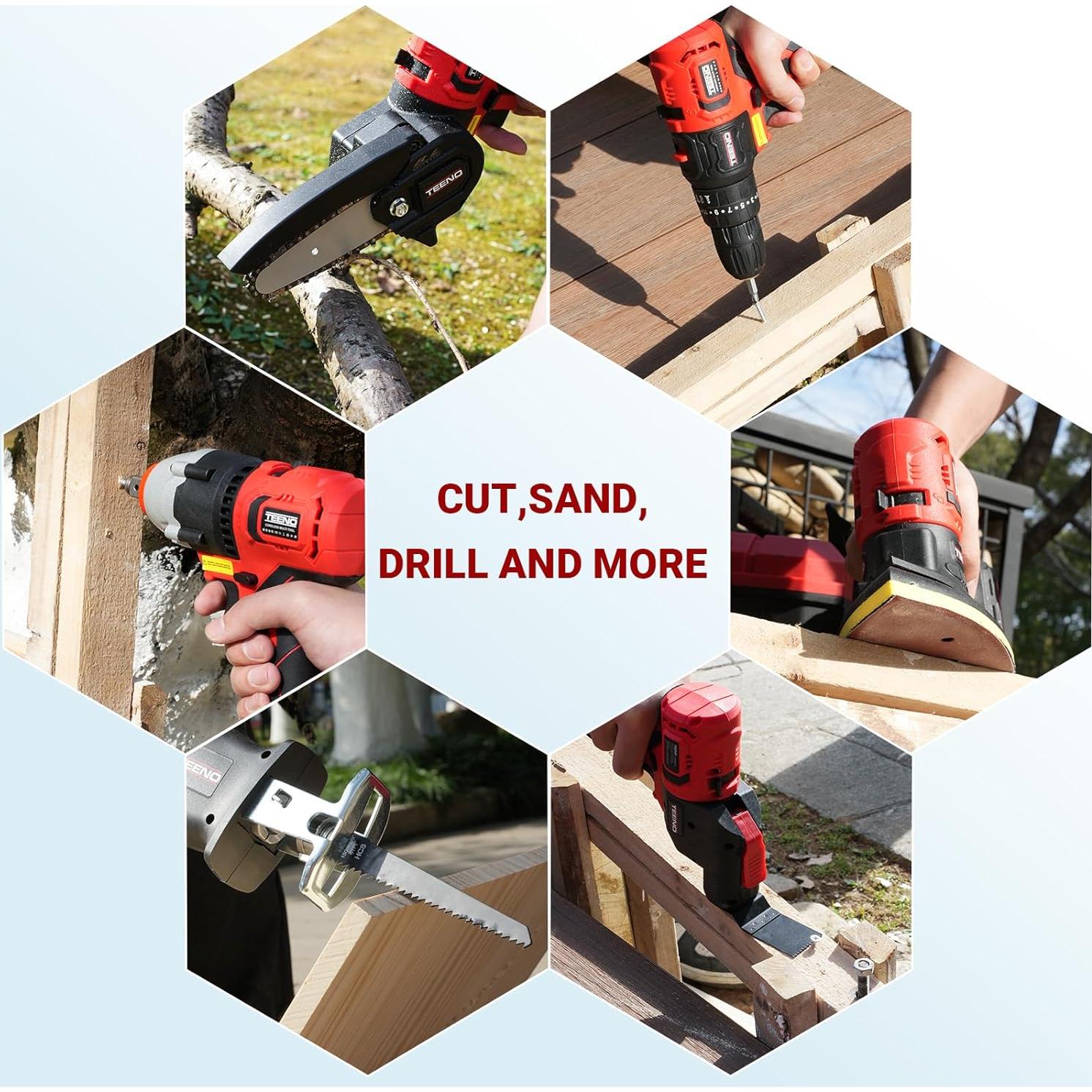 Kit Herramientas Inalámbricas TEENO 20V 8 en 1 con Estuche