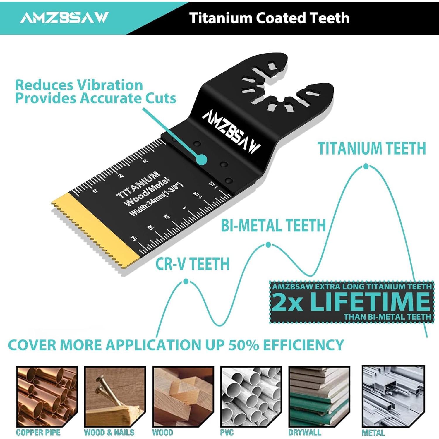 5 Piezas Cuchillas Oscilantes Titanio AMZBSAW para Metal