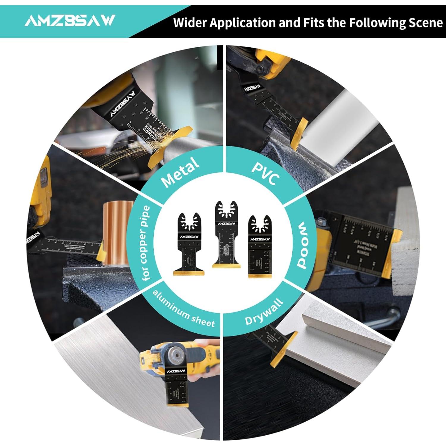 5 Piezas Cuchillas Oscilantes Titanio AMZBSAW para Metal