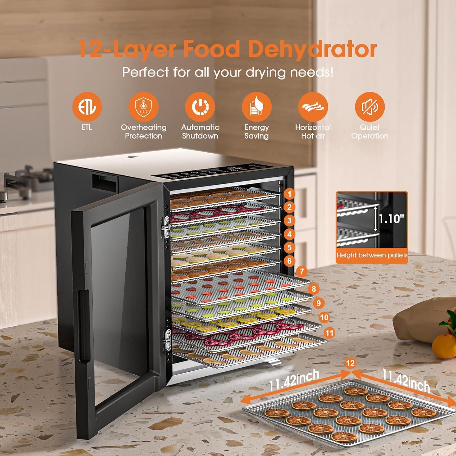 Deshidratador de Alimentos PSIIDAN FD-1008A 12 Bandejas 850W