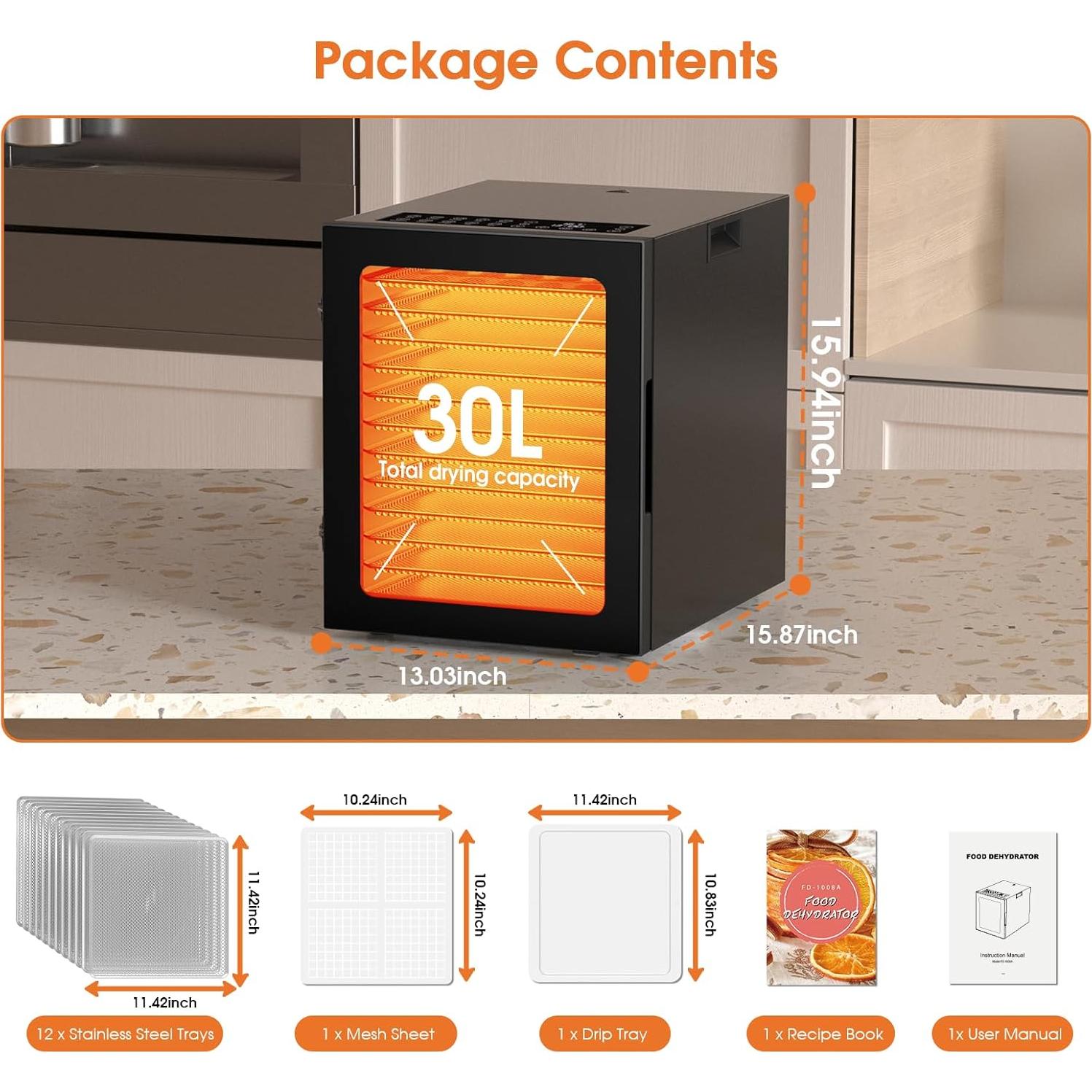 Deshidratador de Alimentos PSIIDAN FD-1008A 12 Bandejas 850W