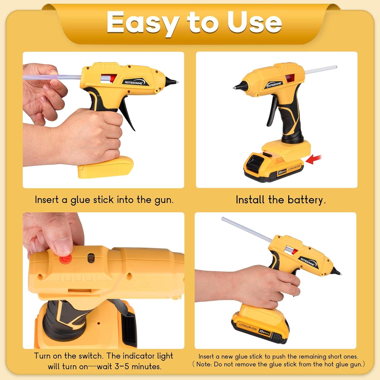 Pistola de Pegamento Caliente Inalámbrica ROTESONNE 30 Barras