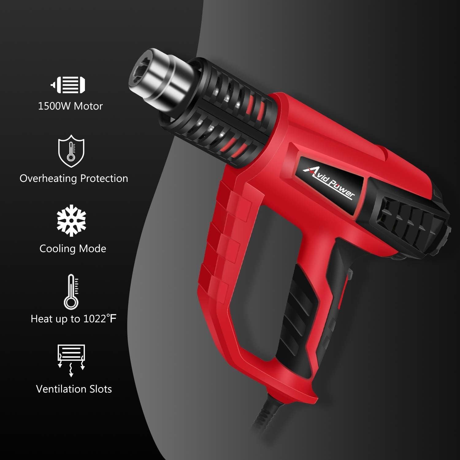 Pistola de Calor AVID POWER 1500W 3 Temperaturas y Accesorios