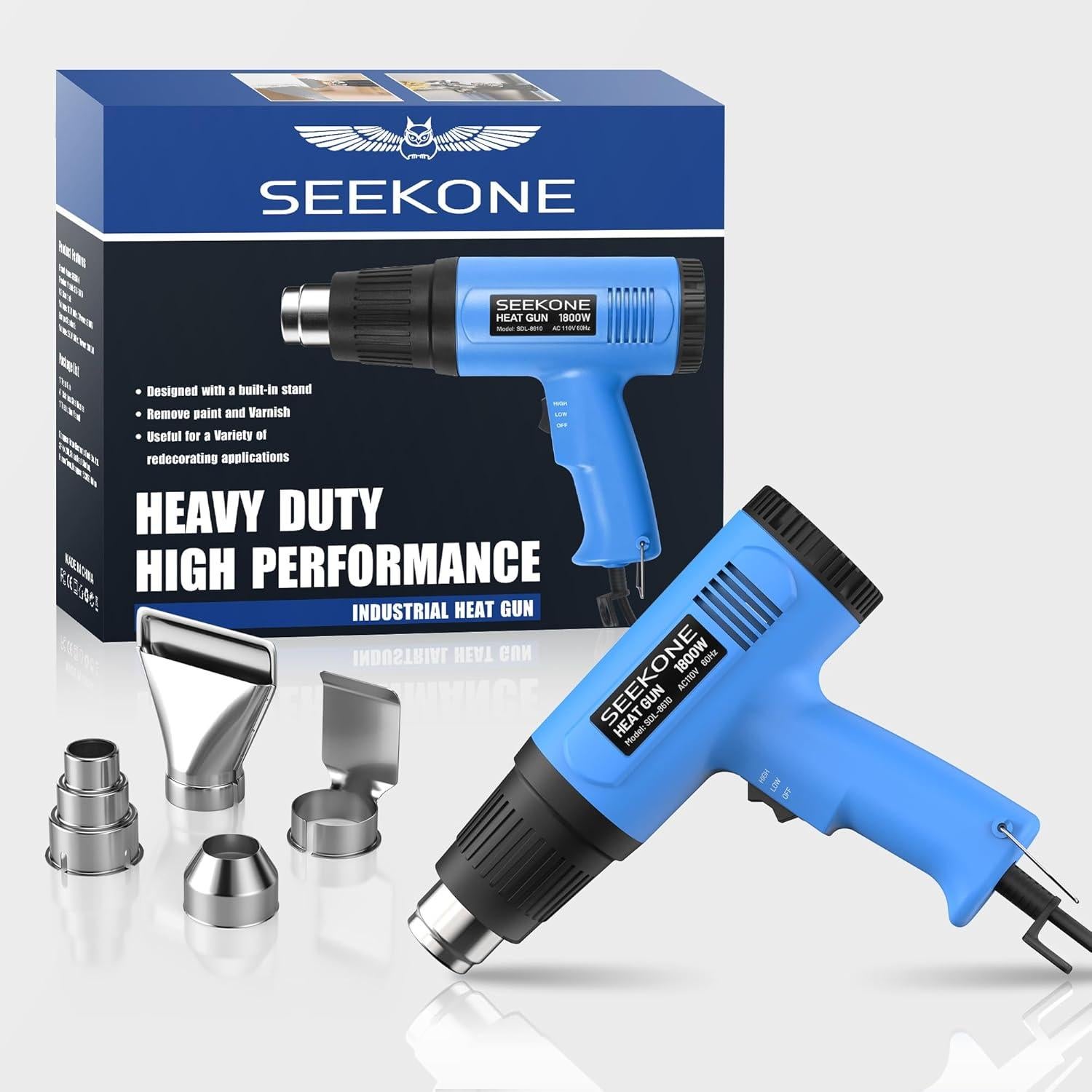 Pistola de Calor SEEKONE 1800W Doble Temperatura 300-500L/min