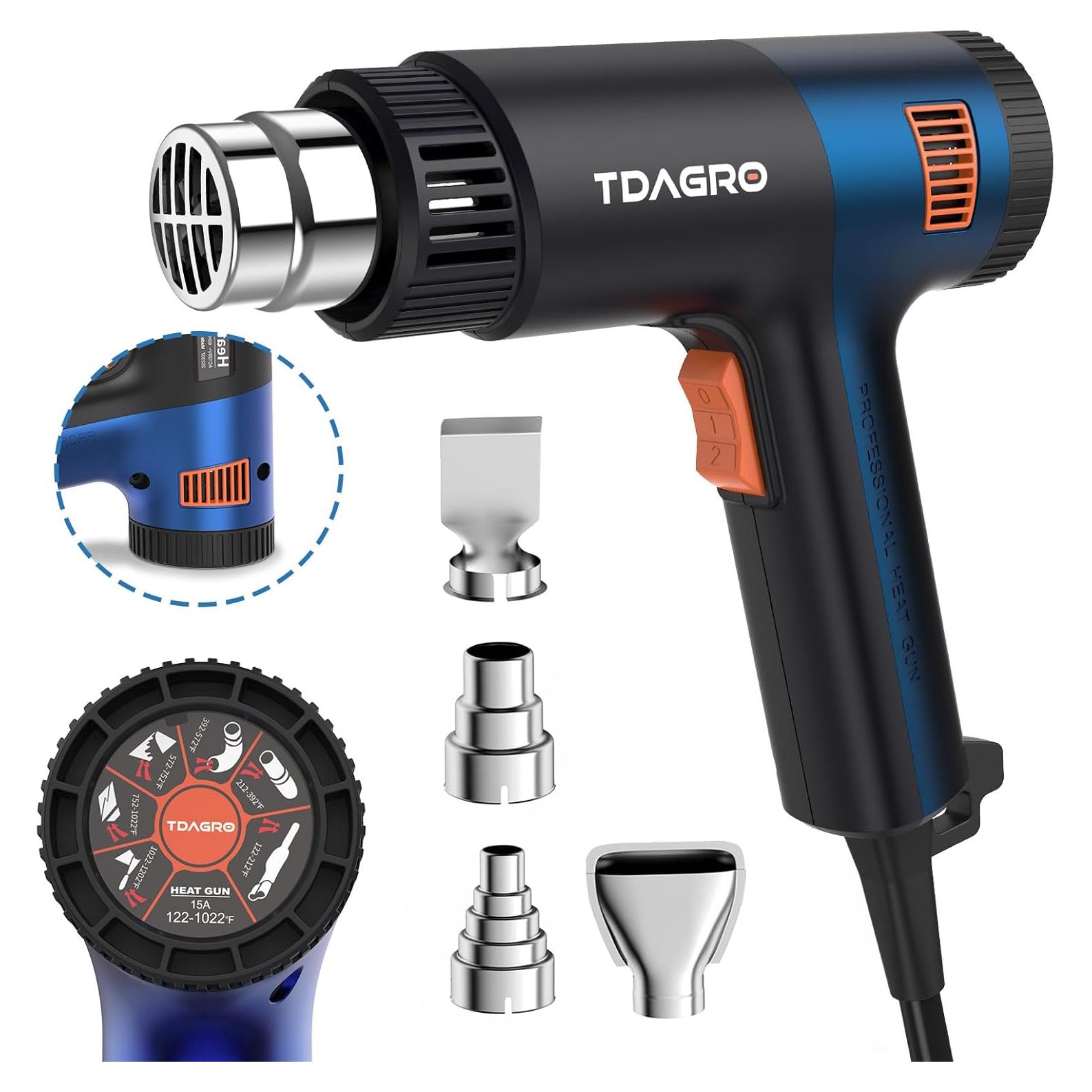 Pistola de Calor TDAGRO 1800W Azul 650°C 4 Boquillas