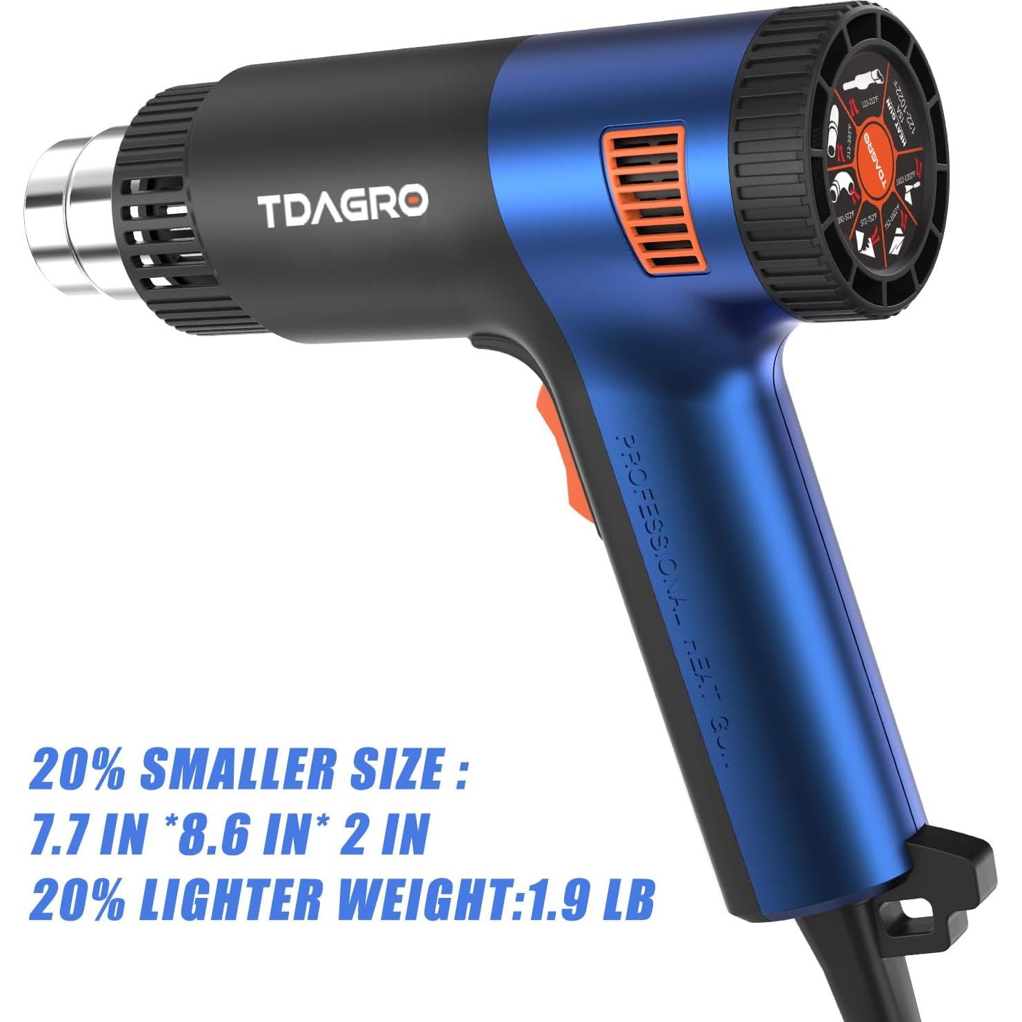 Pistola de Calor TDAGRO 1800W Azul 650°C 4 Boquillas