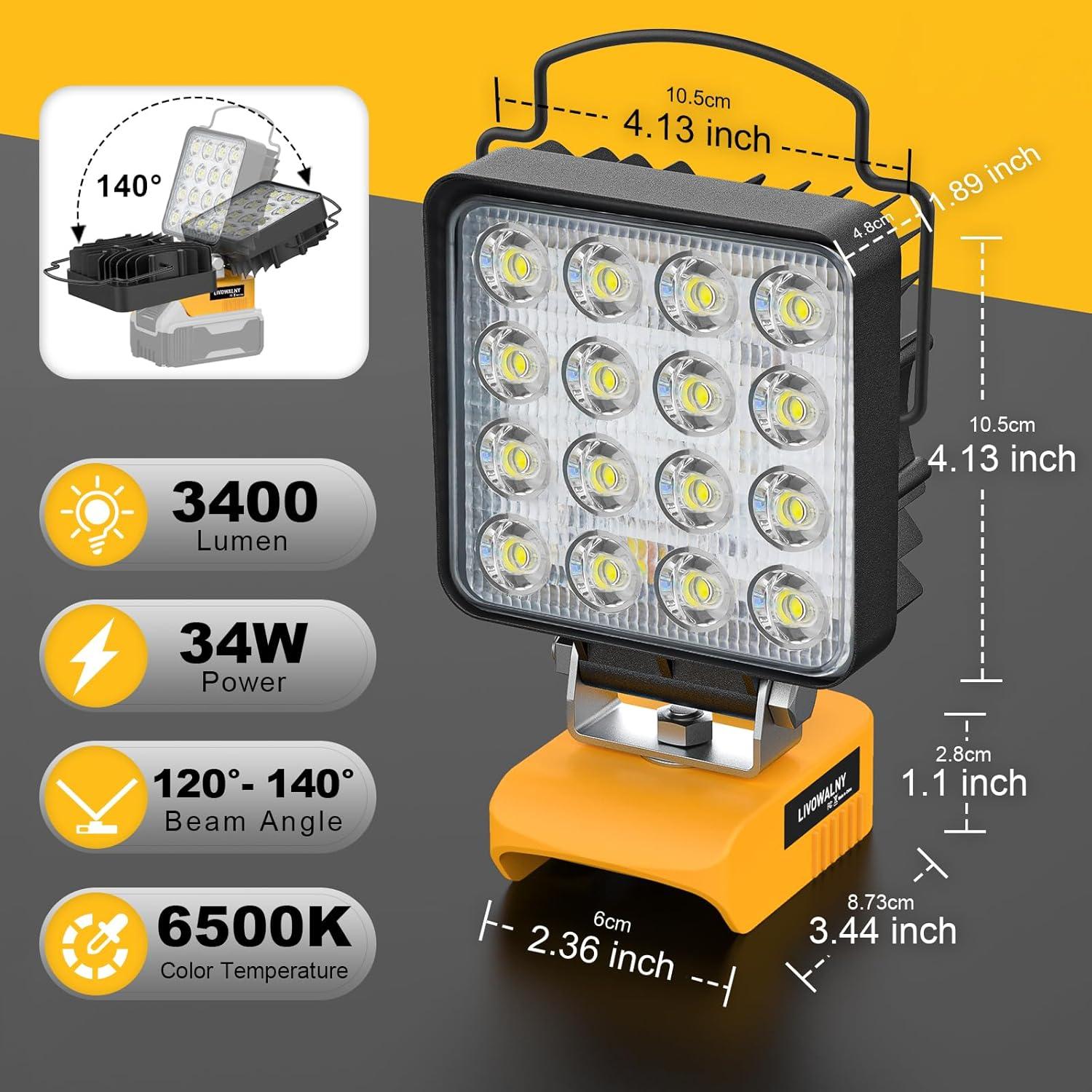 Luz de Trabajo LED LIVOWALNY 20V 60W 6000LM USB