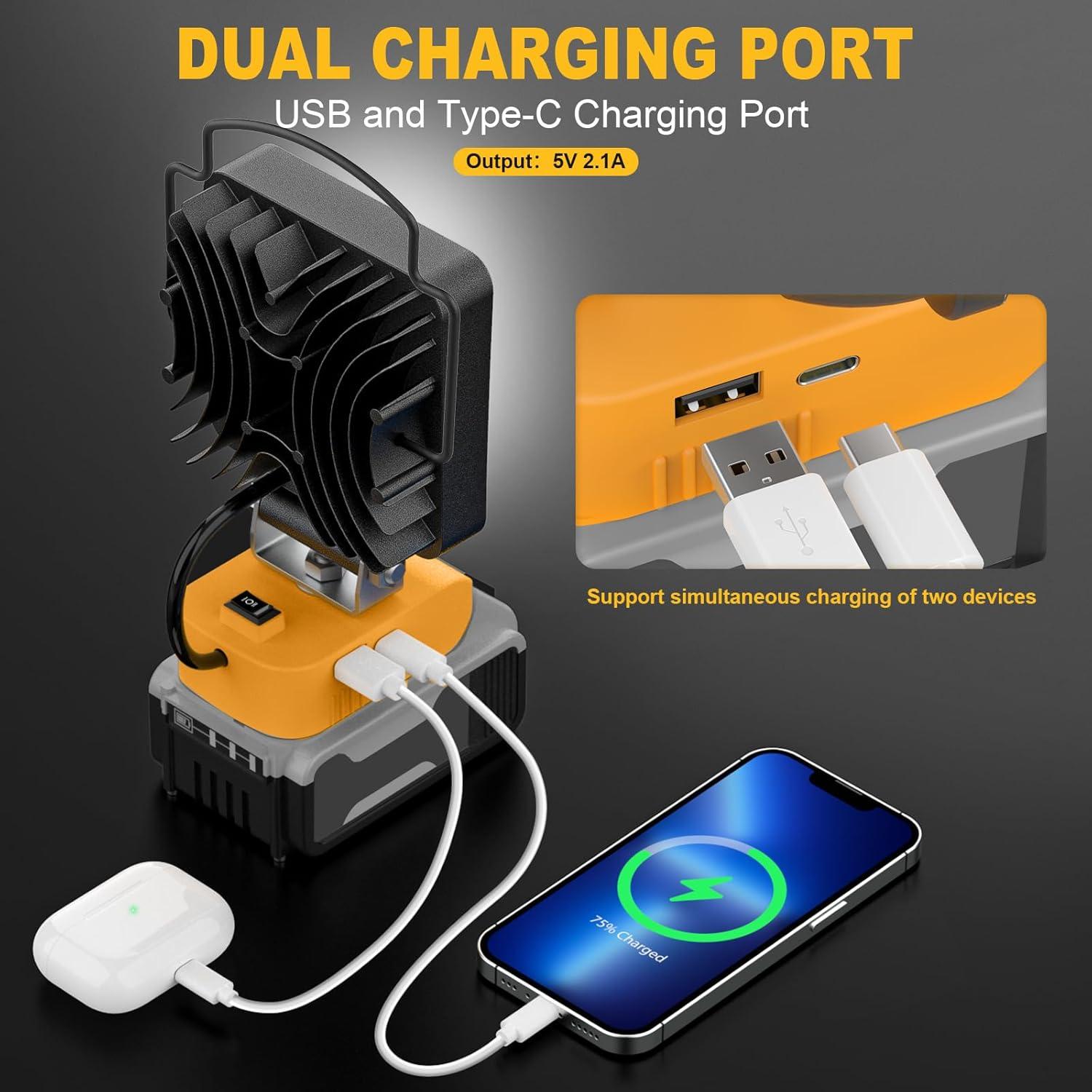 Luz de Trabajo LED LIVOWALNY 20V 60W 6000LM USB