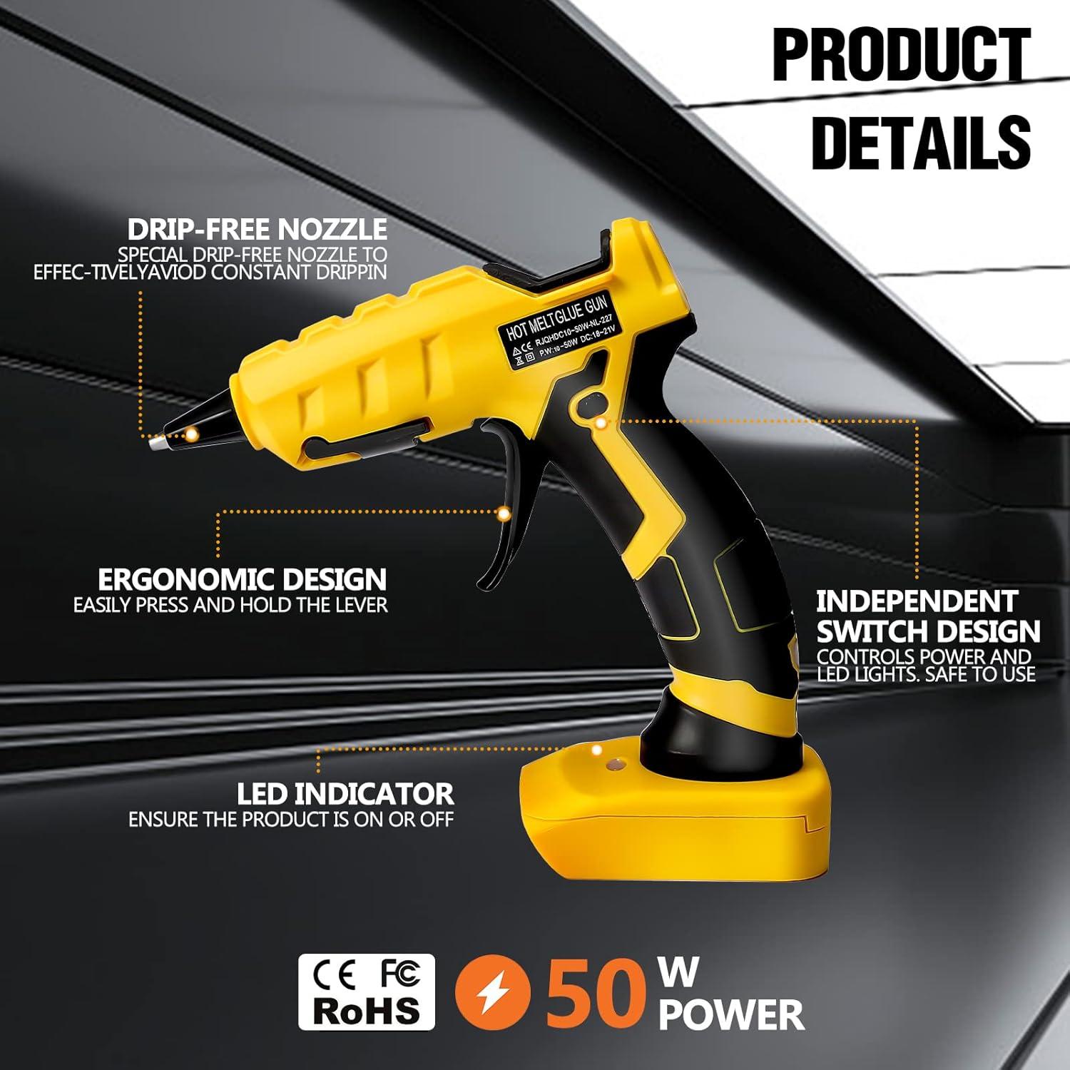 Pistola de Pegamento Caliente Inalámbrica LouSdZoke 20V 50W