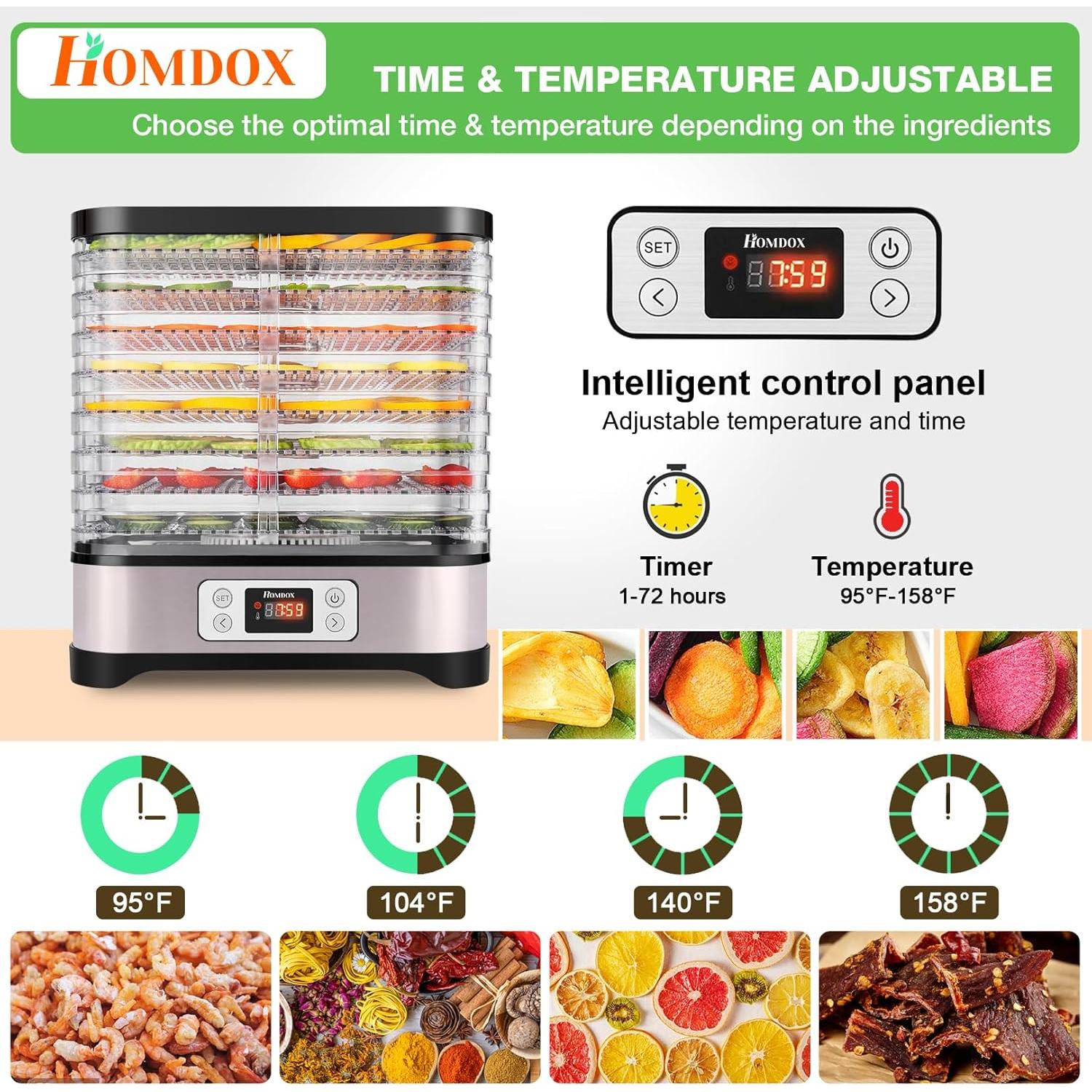 Deshidratadora de Alimentos Homdox 8 Bandejas 400W