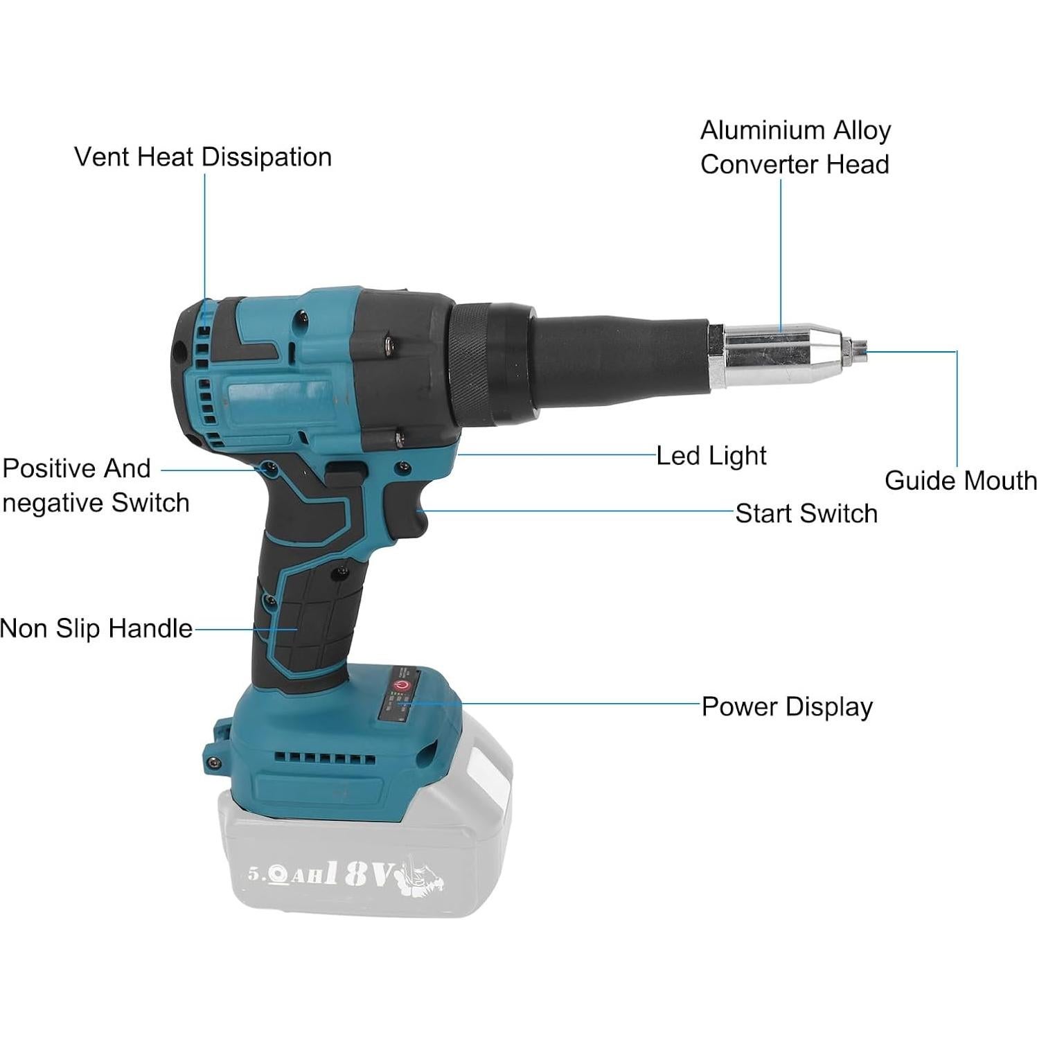 Remachadora Inalámbrica Okuyonic 360W 2.4-4.8mm Ergonomica
