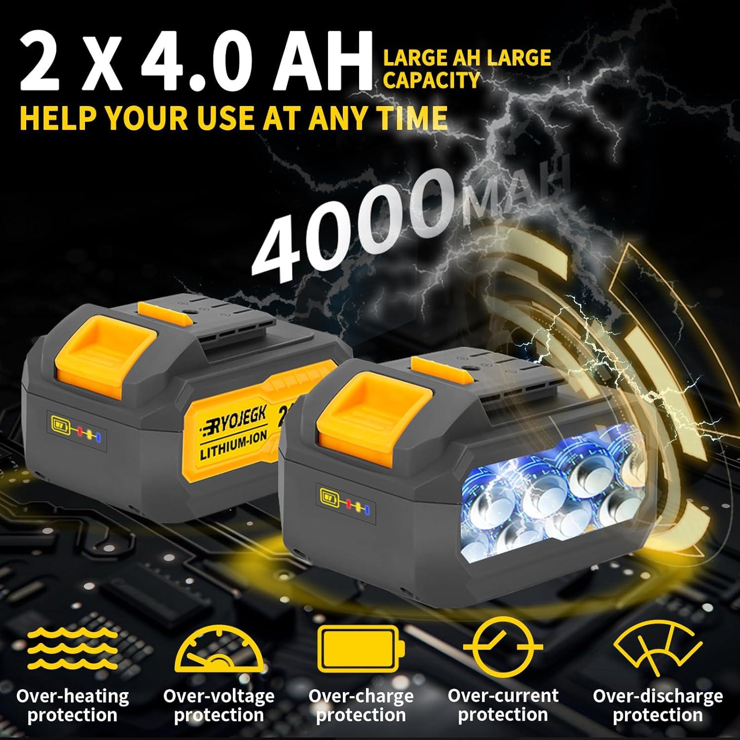 Llave de Impacto Inalámbrica RYOJEGK 1250N.m 3 Velocidades