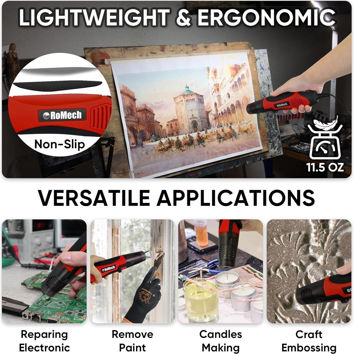 Pistola de Calor ROMECH 350W Doble Temperatura 204-349°C
