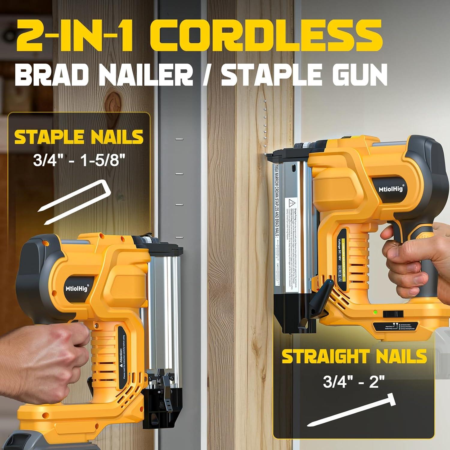 Clavadora de Brad Dewalt 20V 2 en 1 con 1000 clavos
