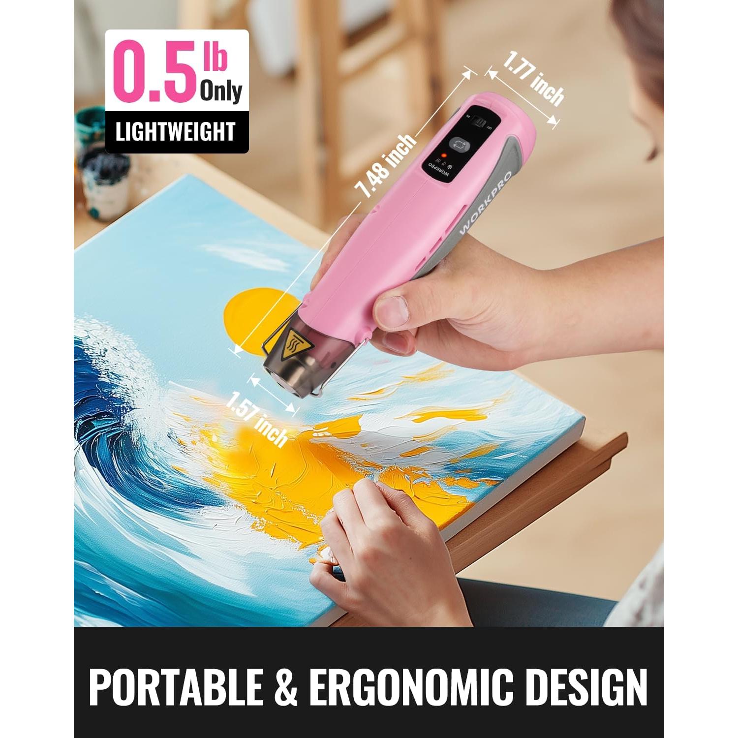 Pistola de Calor Inalámbrica WORKPRO 7.2V 360°C 3 Temperaturas