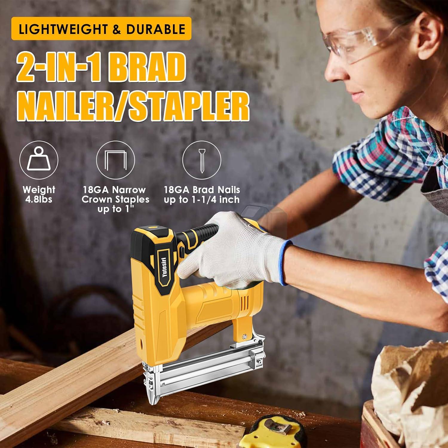 Clavadora sin cable Yutesiri 18GA para Dewalt 20V, 2 en 1