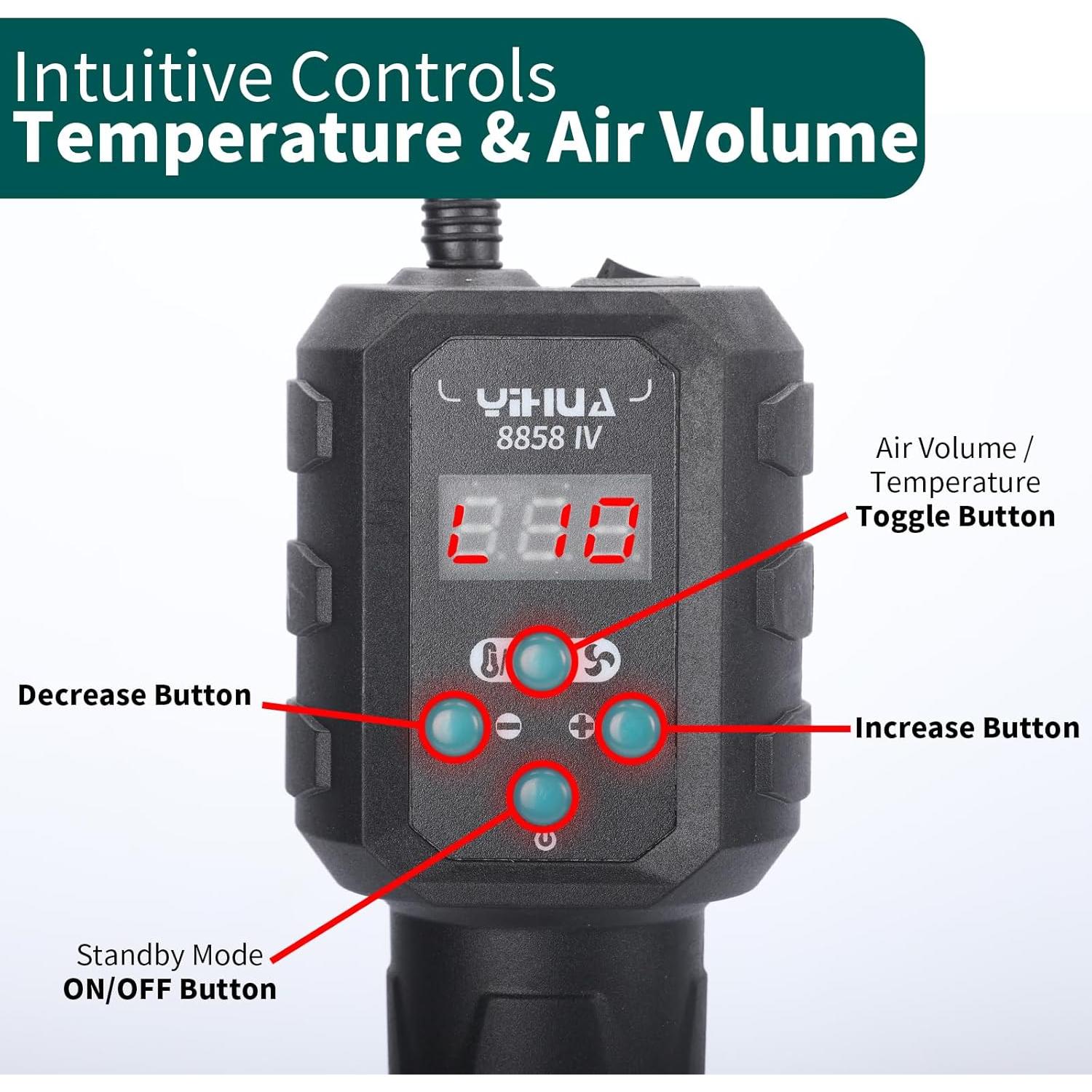 Pistola de Calor YIHUA 8858 IV 700W con 3 Boquillas