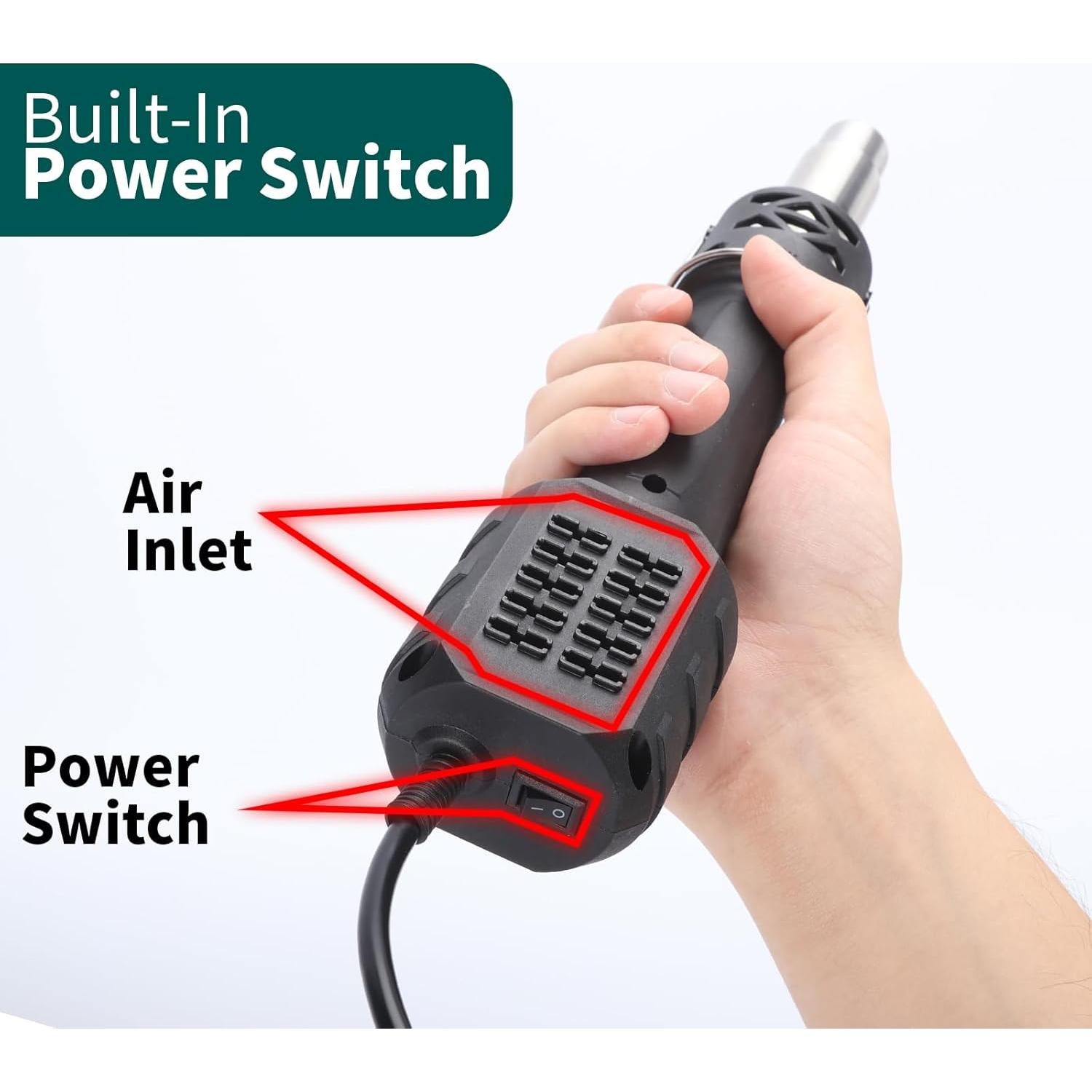 Pistola de Calor YIHUA 8858 IV 700W con 3 Boquillas