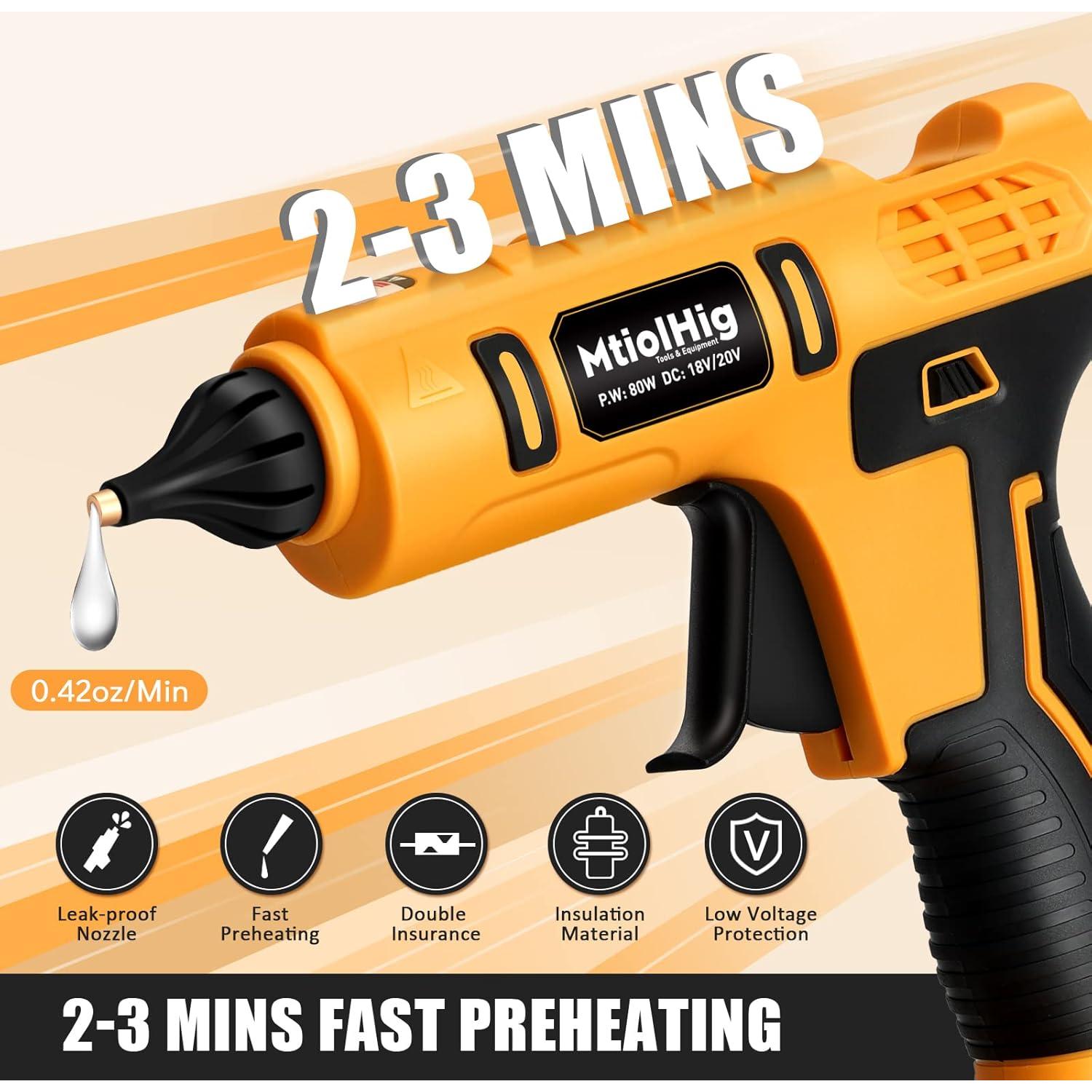 Pistola de Pegamento Caliente MtiolHig Inalámbrica 80W