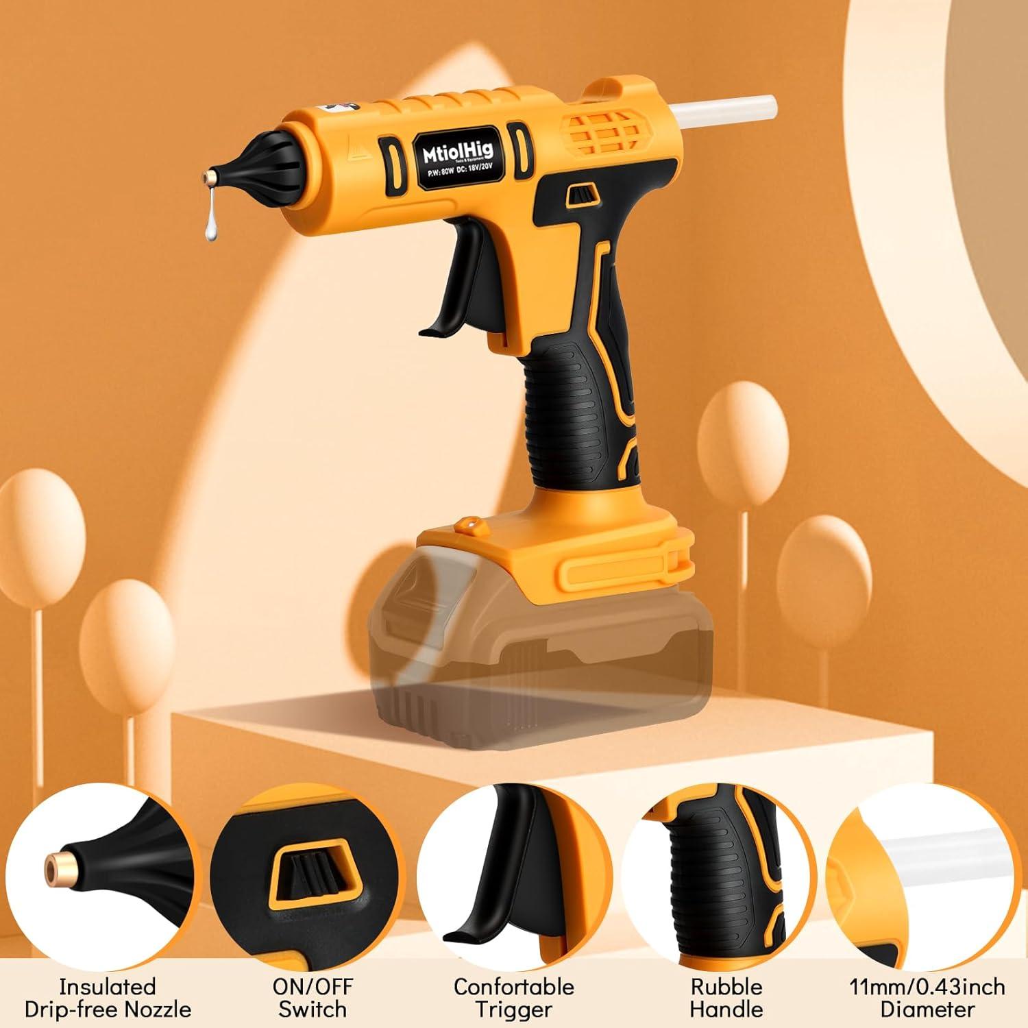 Pistola de Pegamento Caliente MtiolHig Inalámbrica 80W