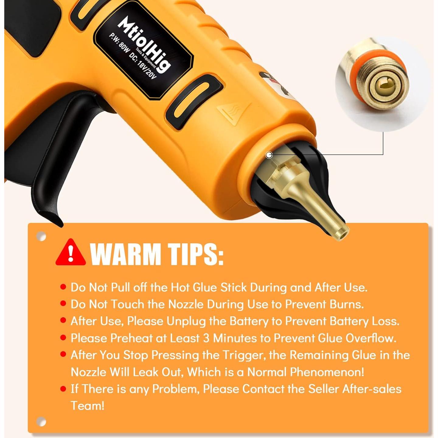 Pistola de Pegamento Caliente MtiolHig Inalámbrica 80W
