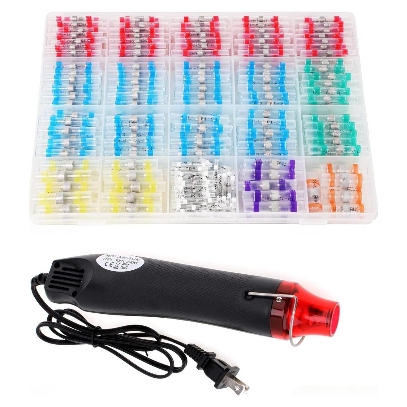 400 Conectores de Cable + Daevkaema + Pistola de Calor