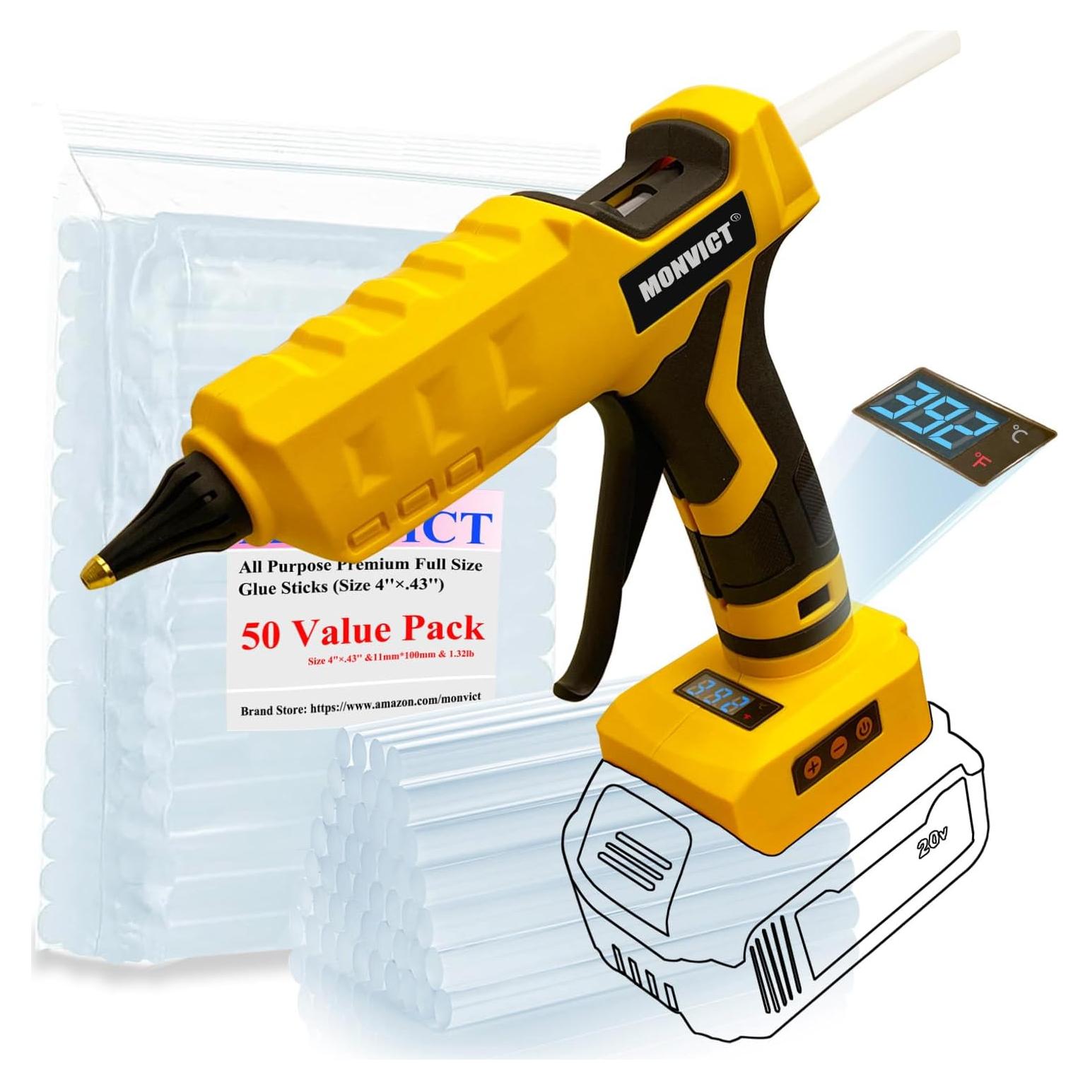 Pistola de Pegamento Inalámbrica MONVICT 100W para Batería DeWalt