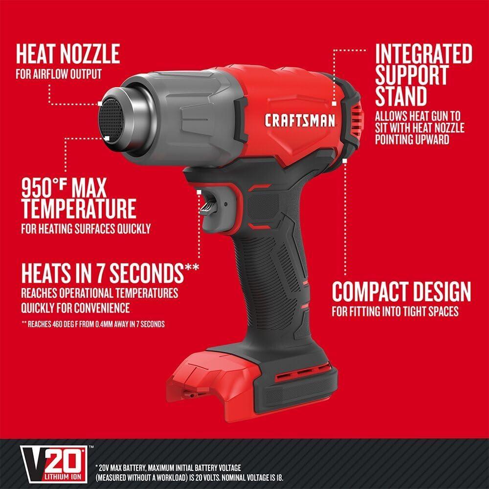 Pistola de Calor Inalámbrica CRAFTSMAN V20 950°C Compacta