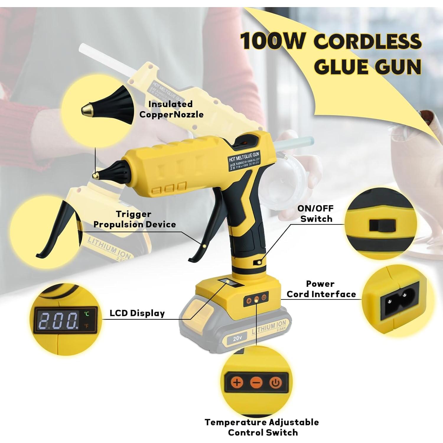 Pistola de Pegamento Inalámbrica LouSdZoke 20V Ajustable 100-200°C