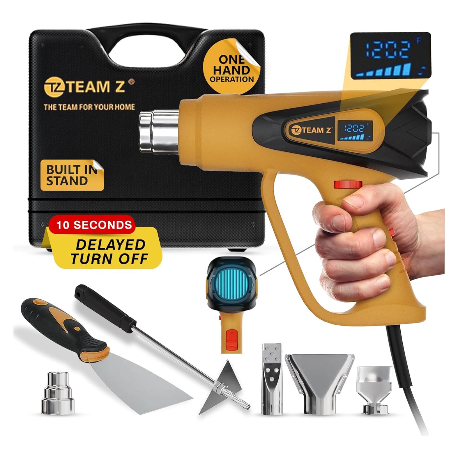 Pistola de Calor TEAM Z 1800W con 6 Boquillas y Estuche