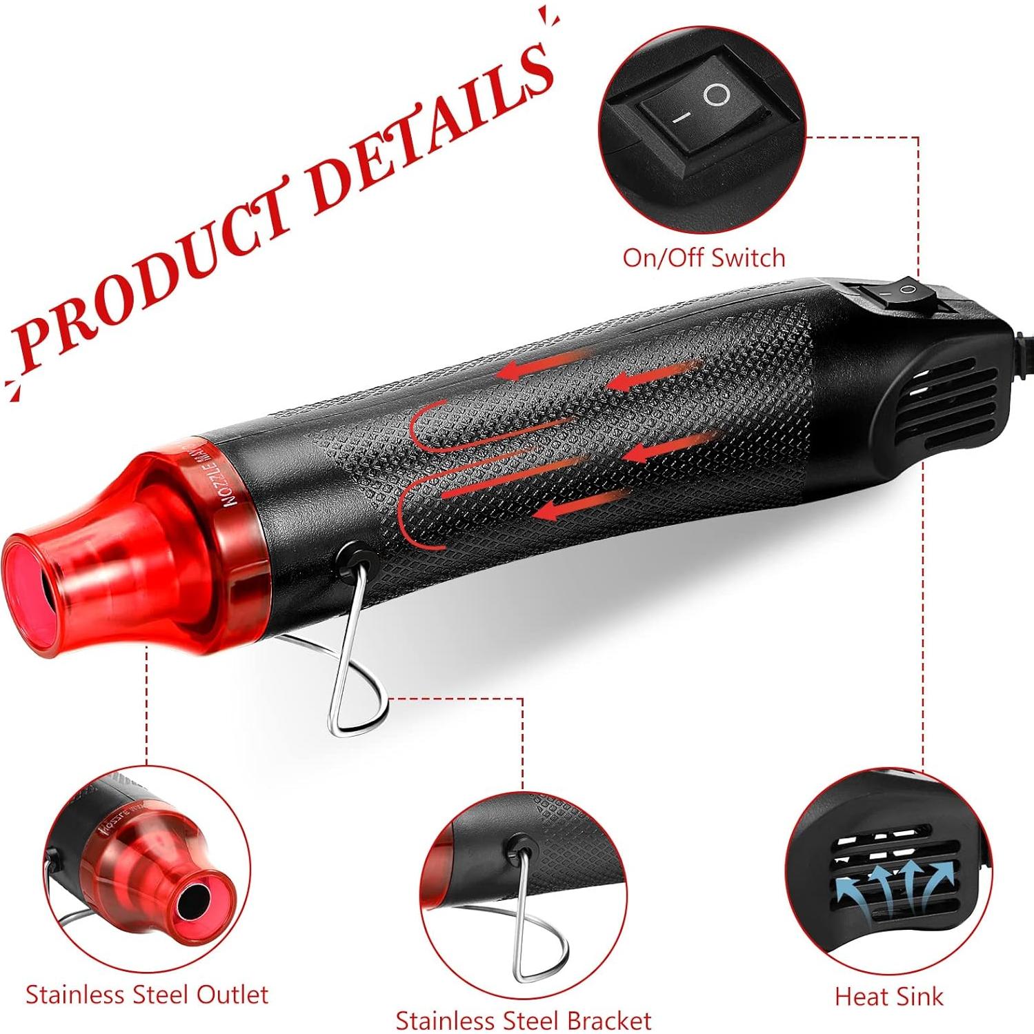 3 Mini Pistolas de Calor 300W Cunno para Manualidades DIY