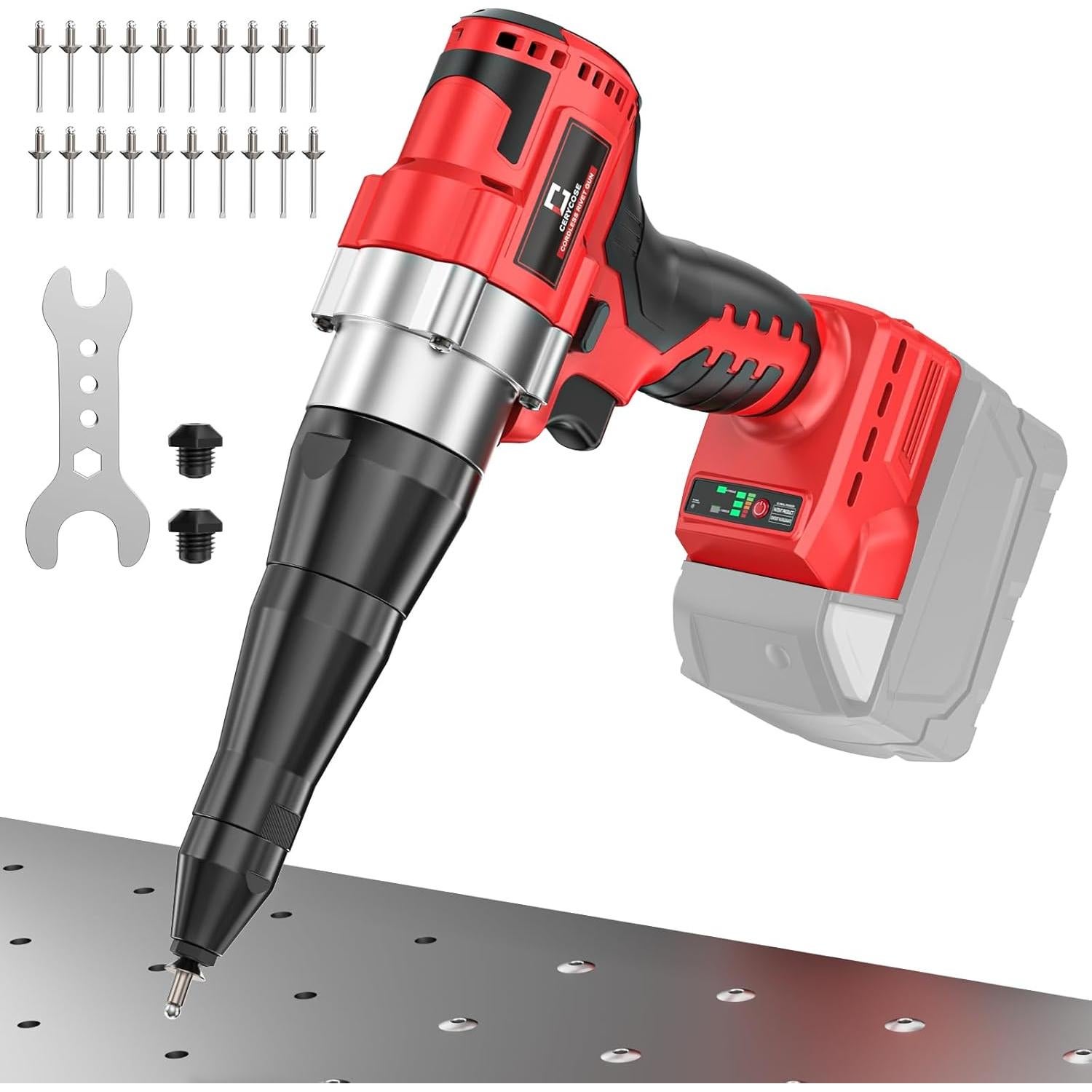Pistola de Remaches Inalámbrica Cerycose 18V con 3 Boquillas