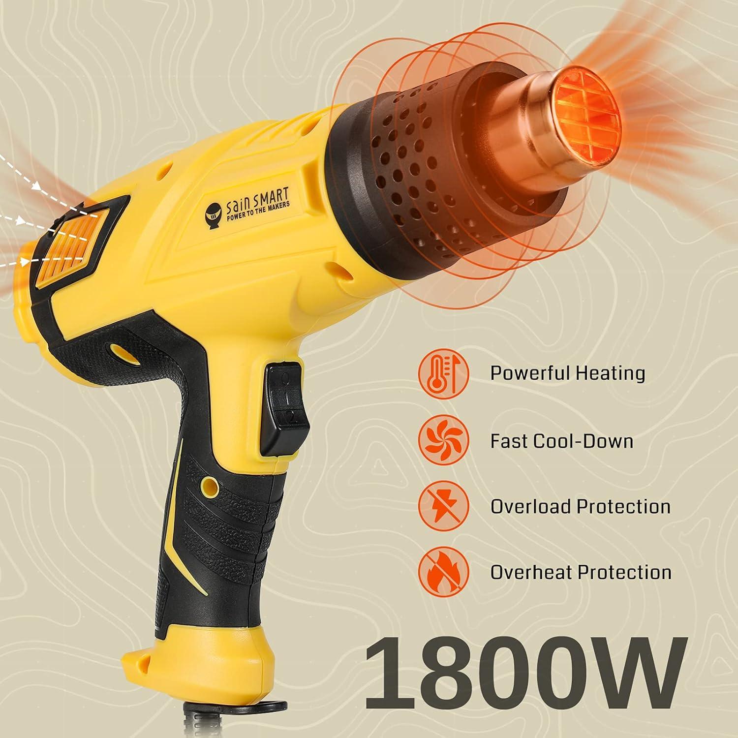 Pistola de Calor SainSmart 1800W con 4 Boquillas