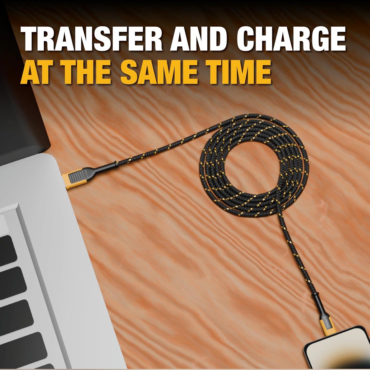 Cable USB C DEWALT 4 FT Carga Rápida Nylon Trenzado