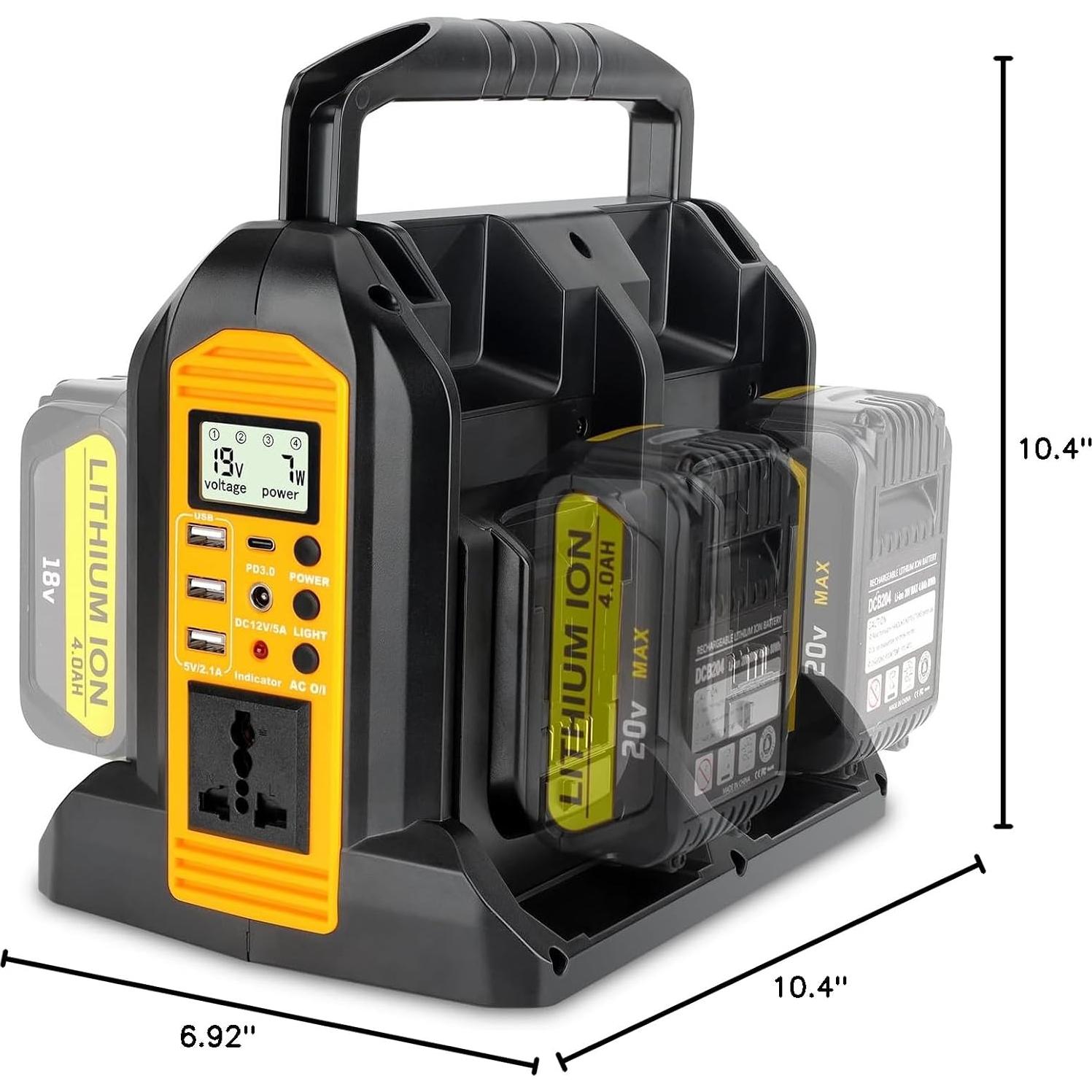 Inversor 350W Hipoke para Batería Dewalt 20V/60V 4 Puertos