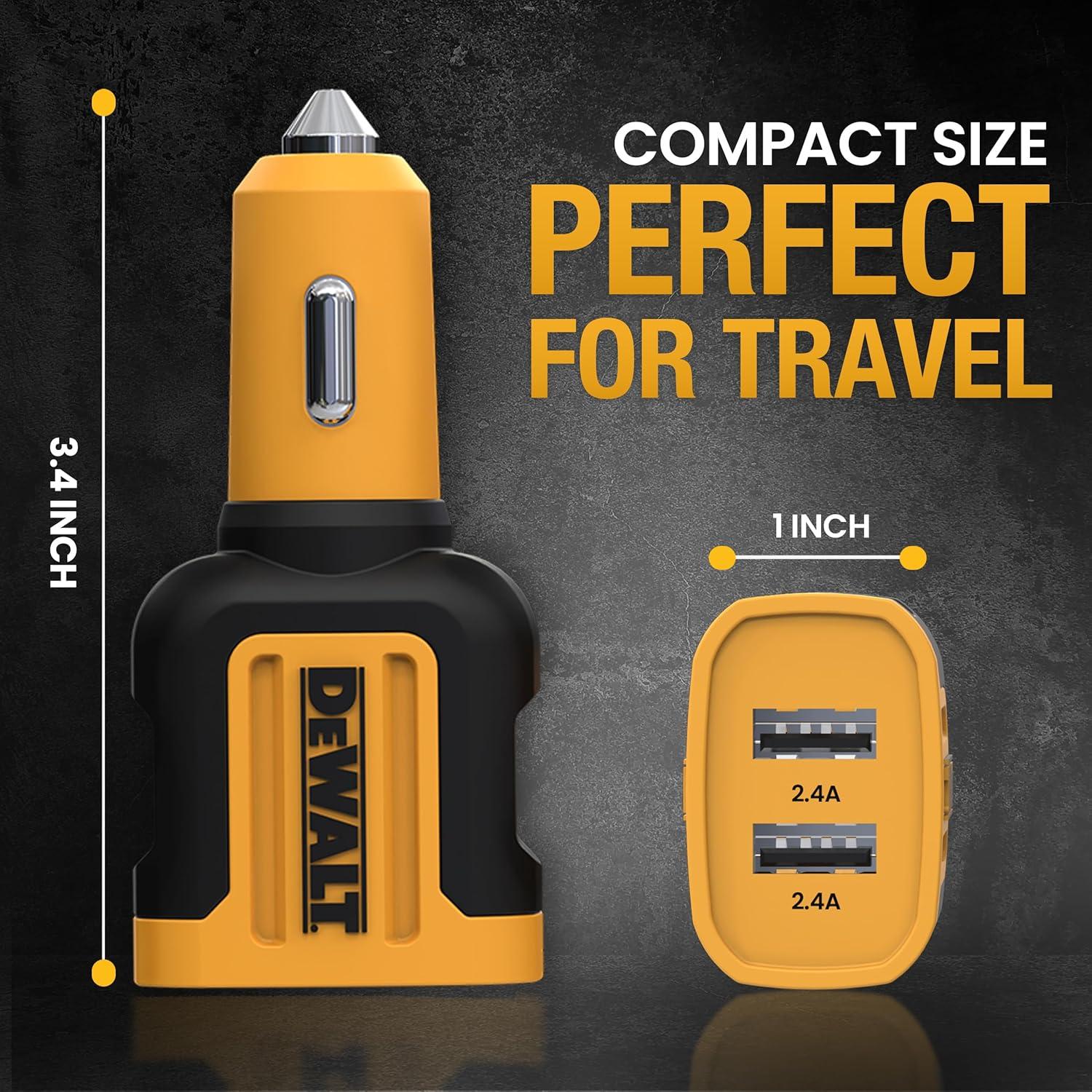 Cargador de coche USB DEWALT 24W 2 puertos carga rápida
