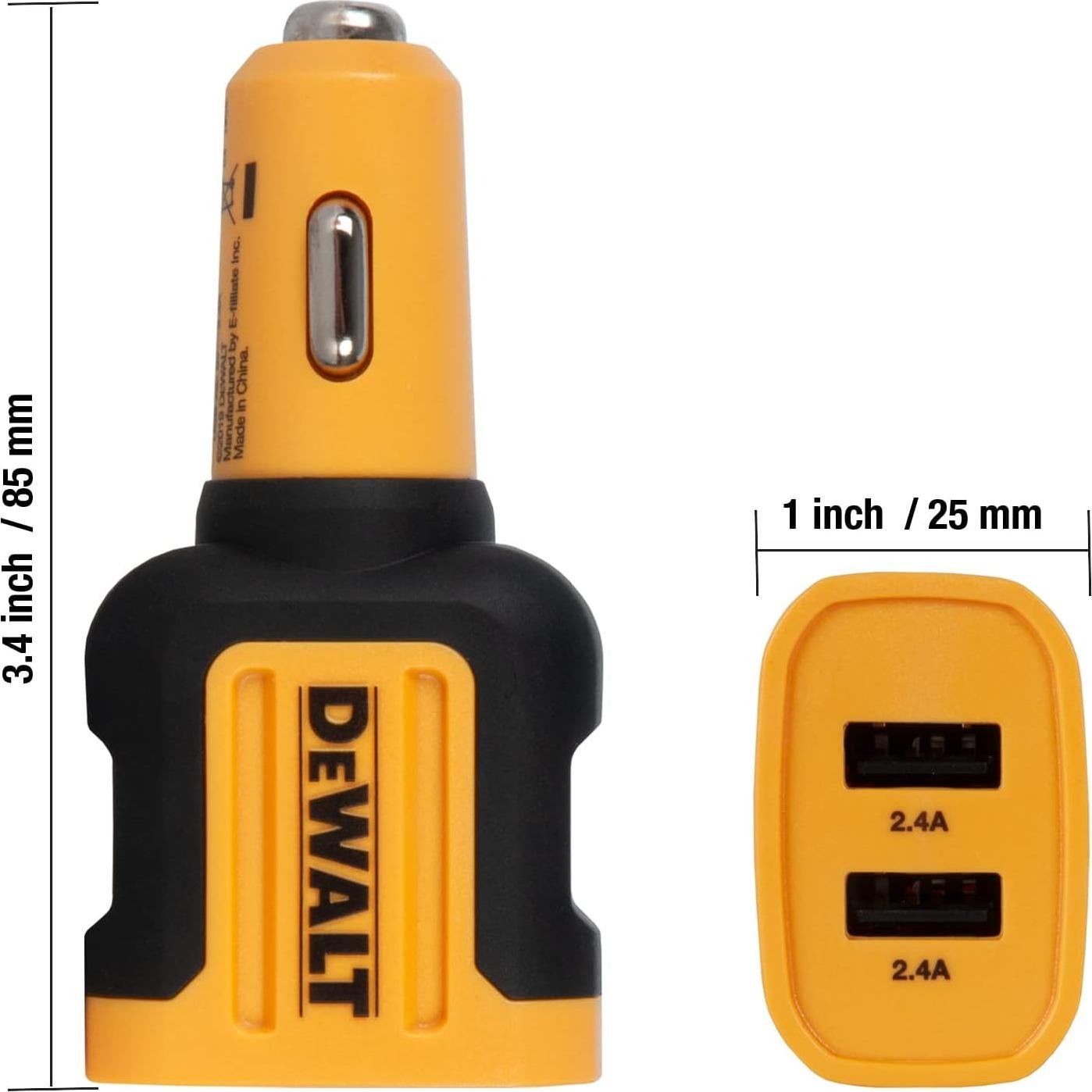 Cargador de coche USB DEWALT 24W 2 puertos carga rápida