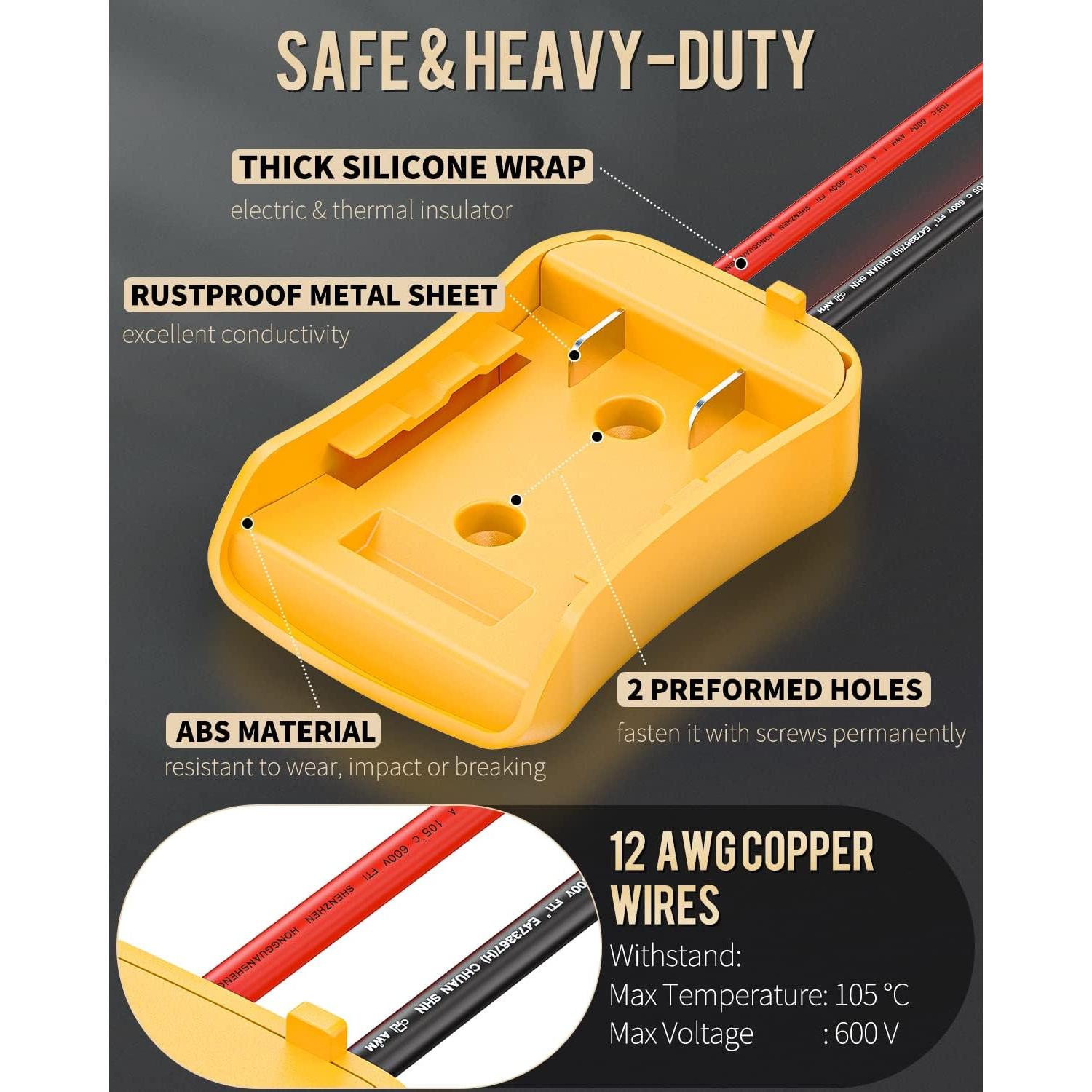 Convertidor de Voltaje 20V a 12V Vibit 180W para Batería Dewalt