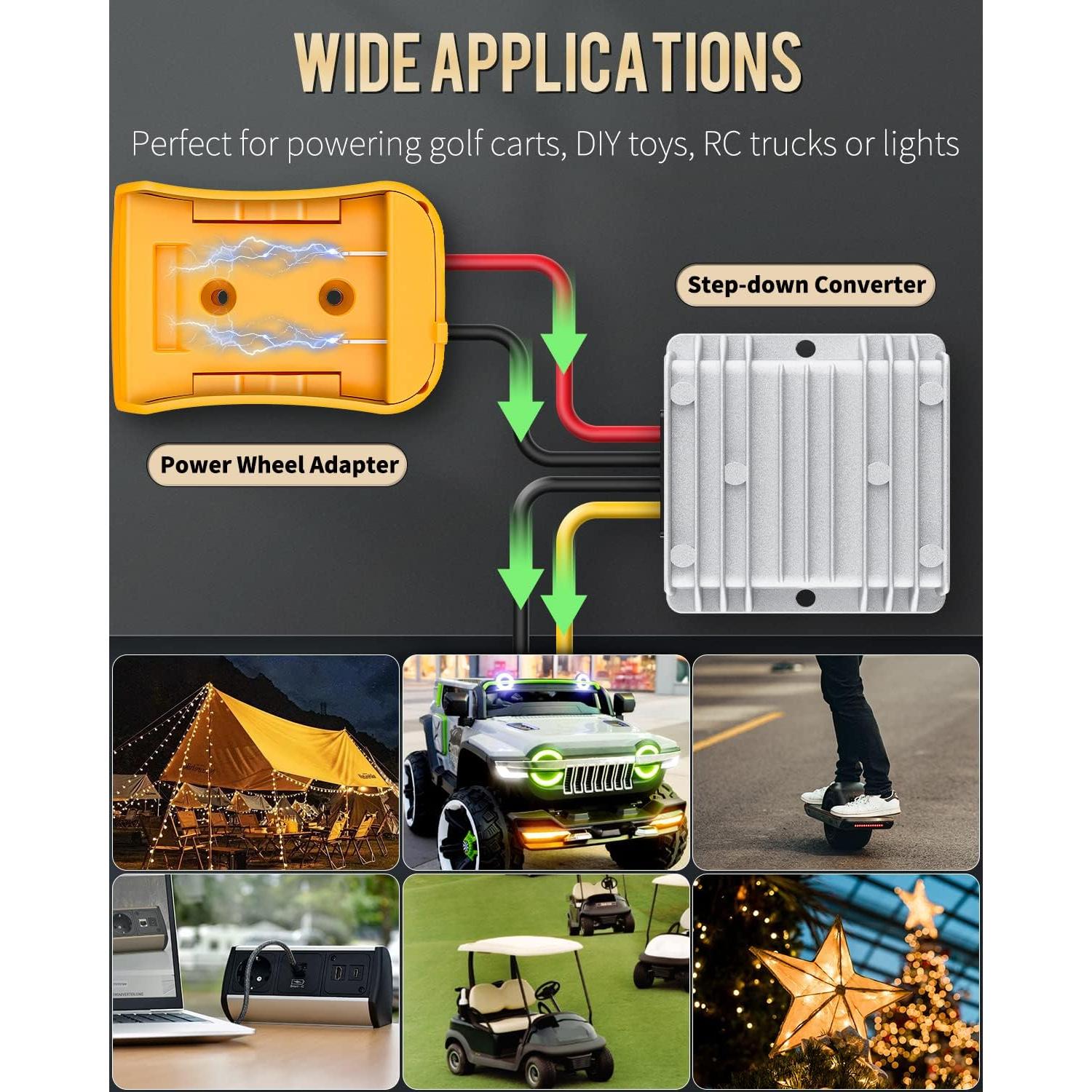 Convertidor de Voltaje 20V a 12V Vibit 180W para Batería Dewalt