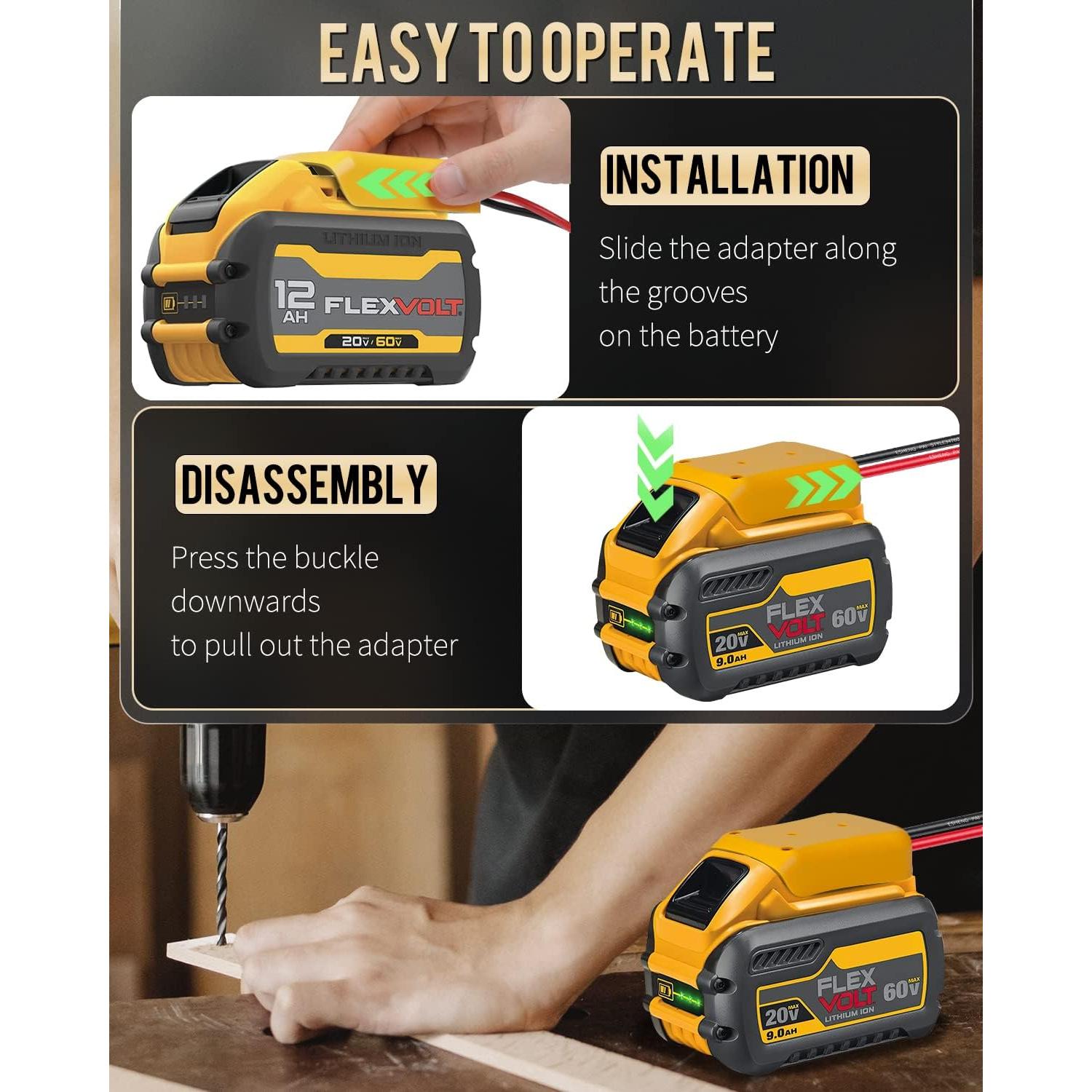 Convertidor de Voltaje 20V a 12V Vibit 180W para Batería Dewalt